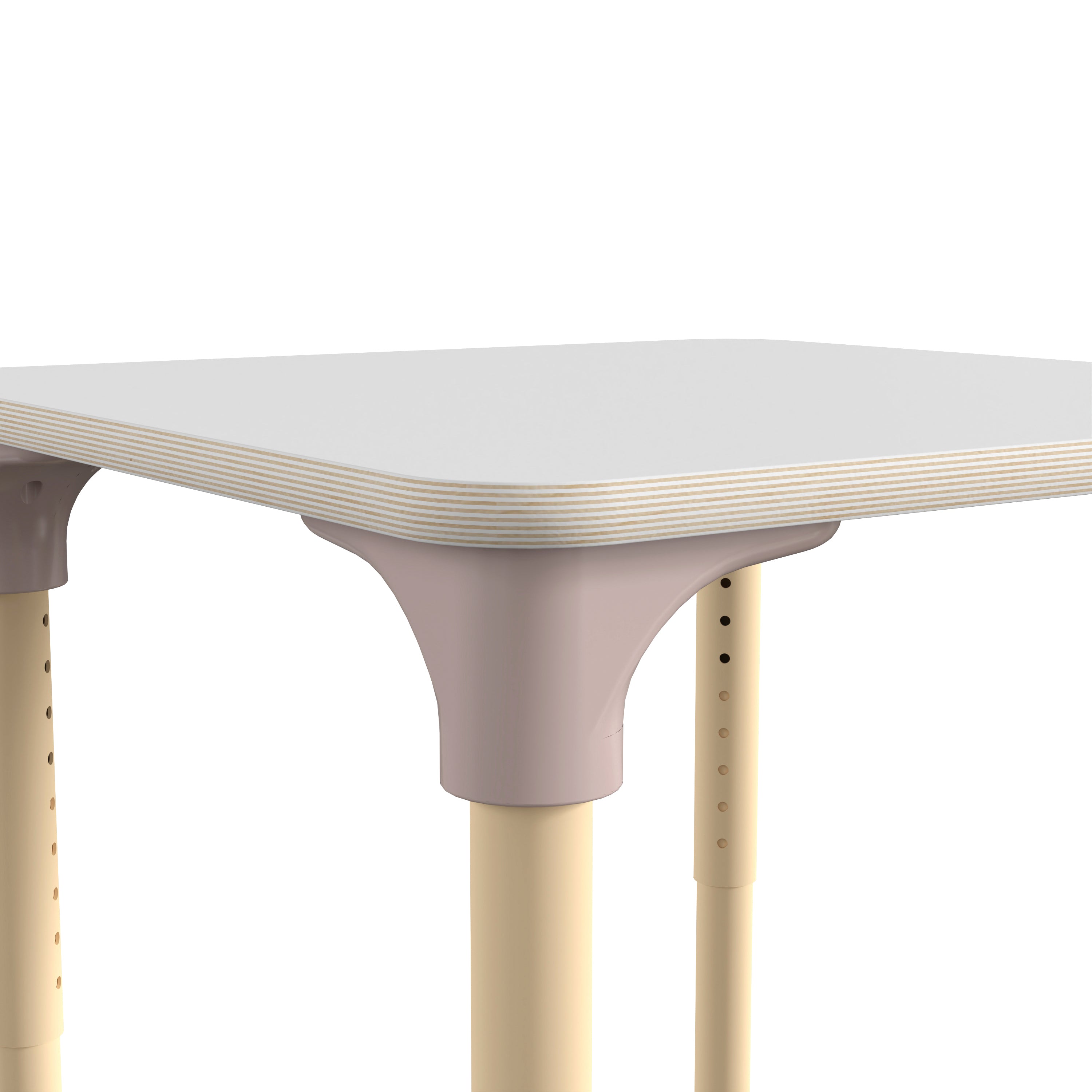 Bright Beginnings 24" Square Commercial Grade Wooden Adjustable Height Classroom Activity Table - Metal Legs Adjust From 15"H - 23"H, Beech/White