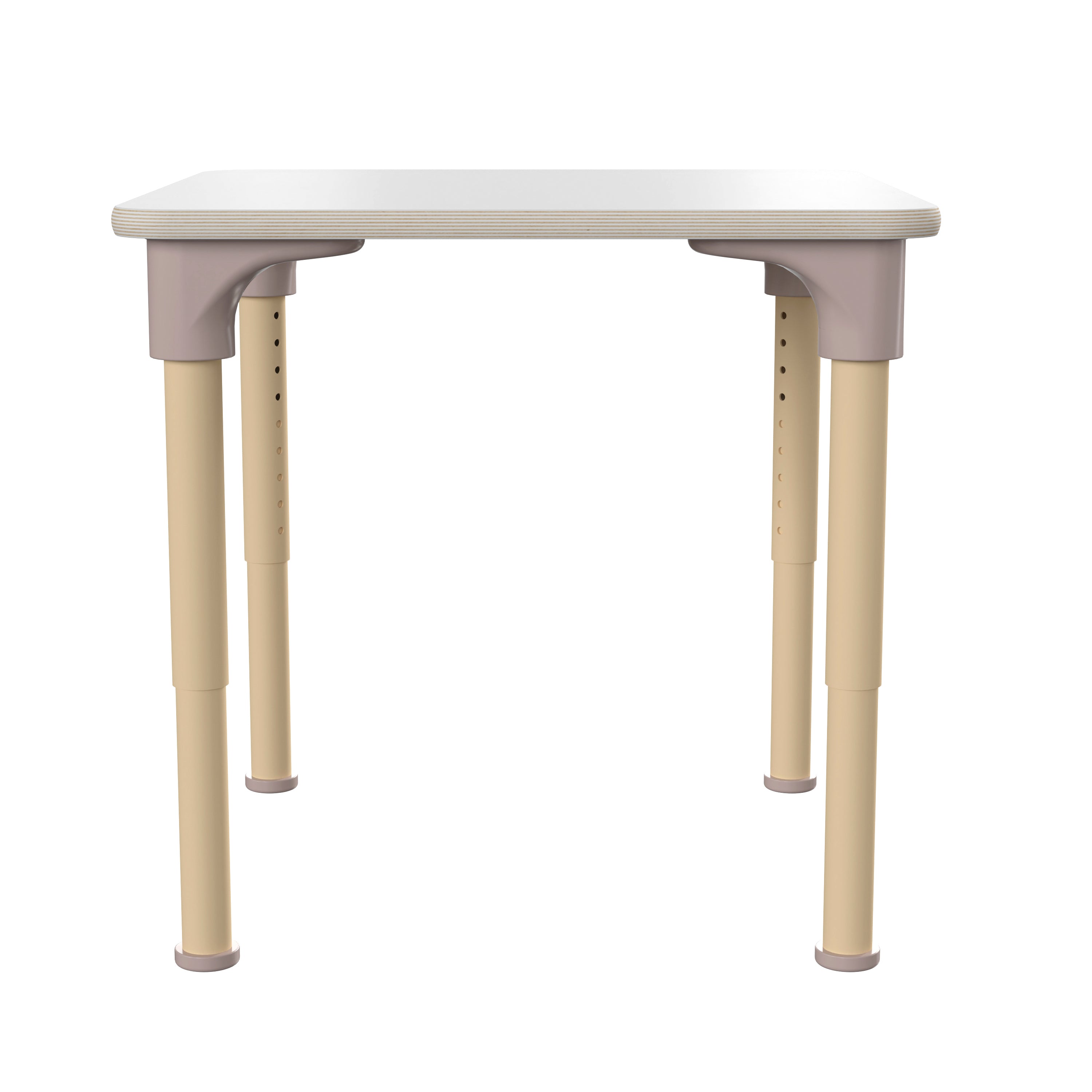 Bright Beginnings 24" Square Commercial Grade Wooden Adjustable Height Classroom Activity Table - Metal Legs Adjust From 15"H - 23"H, Beech/White