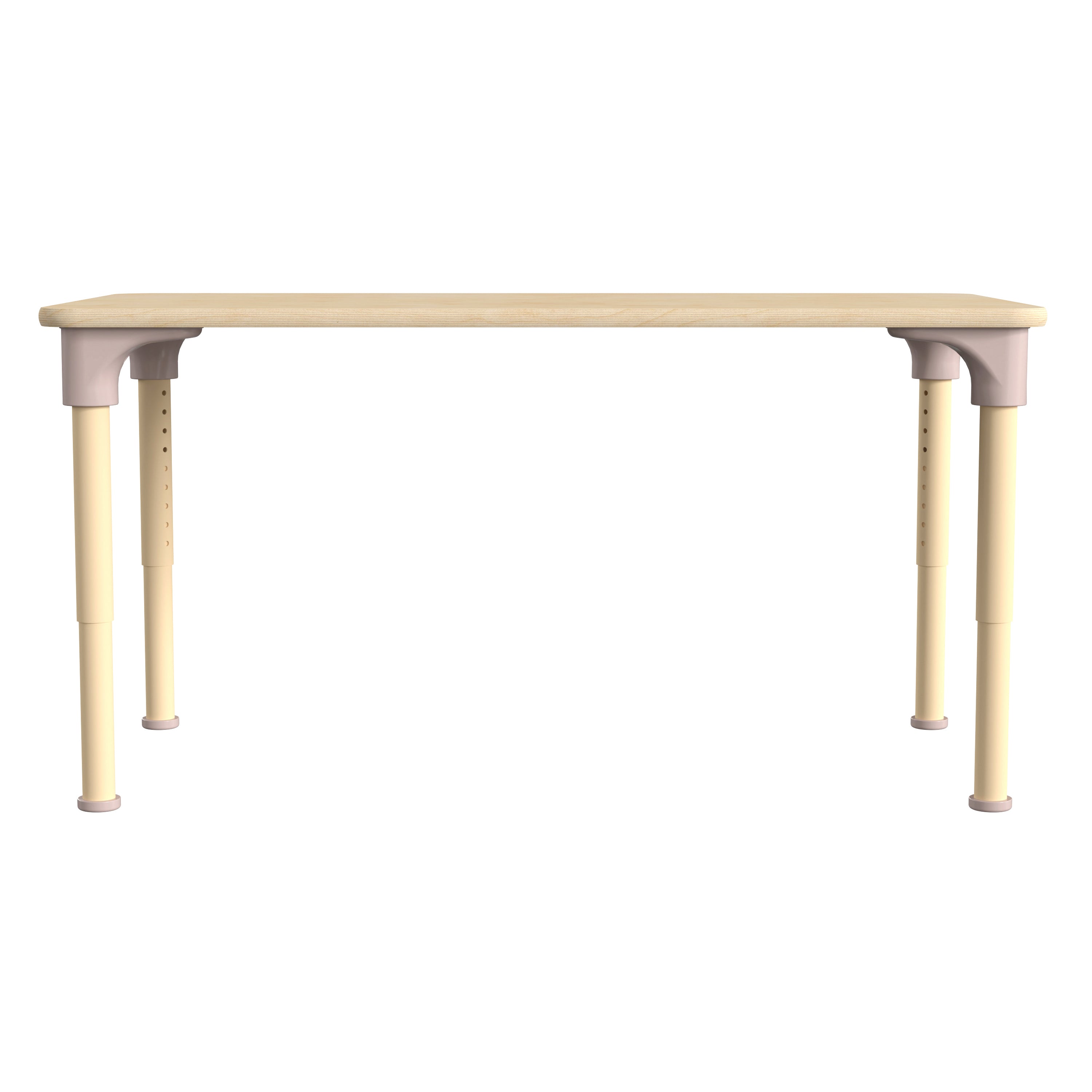 Bright Beginnings 23.5" x 47" Commercial Grade Wooden Rectangle Adjustable Height Classroom Activity Table - Metal Legs Adjust From 15"H - 23"H, Beech