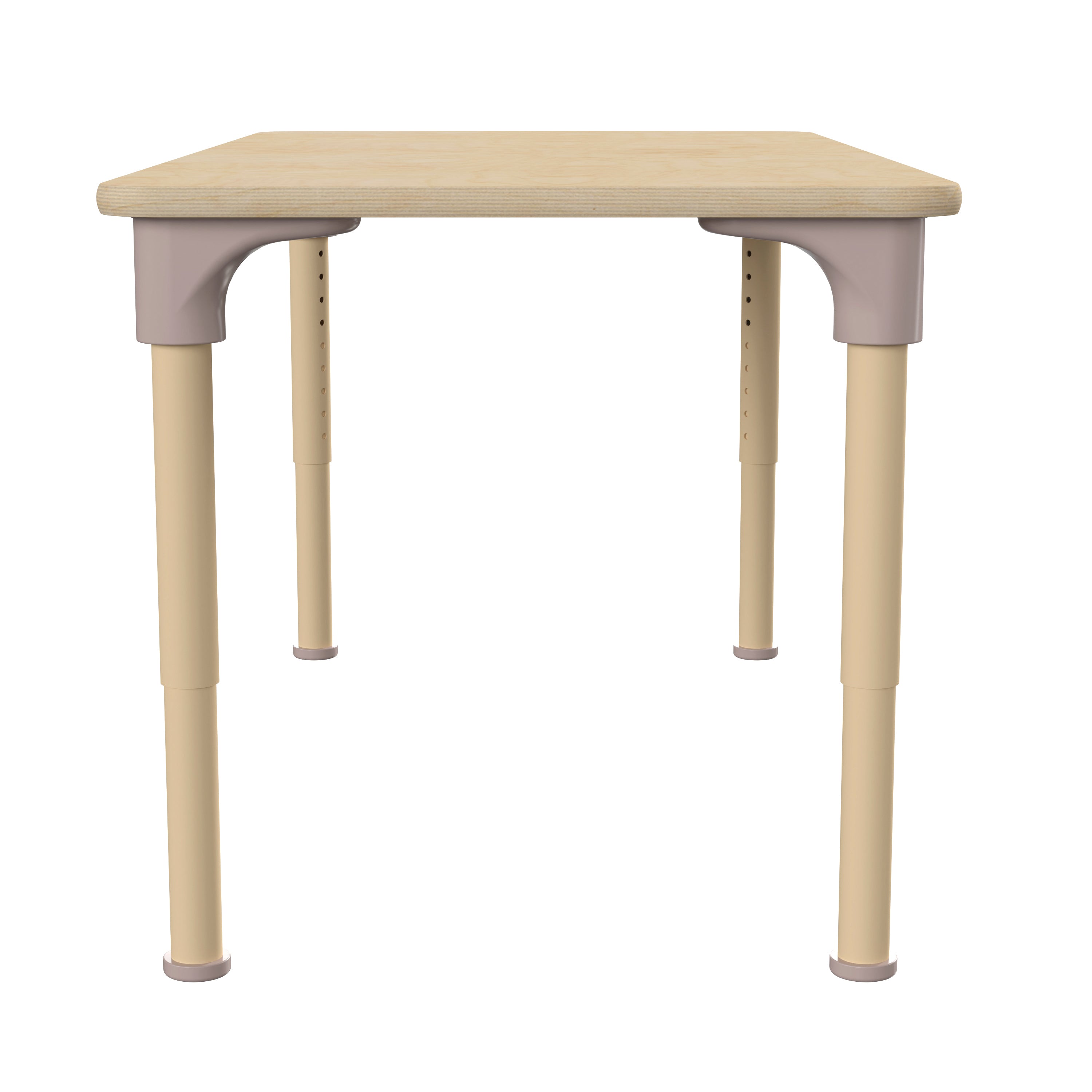 Bright Beginnings 23.5" x 47" Commercial Grade Wooden Rectangle Adjustable Height Classroom Activity Table - Metal Legs Adjust From 15"H - 23"H, Beech