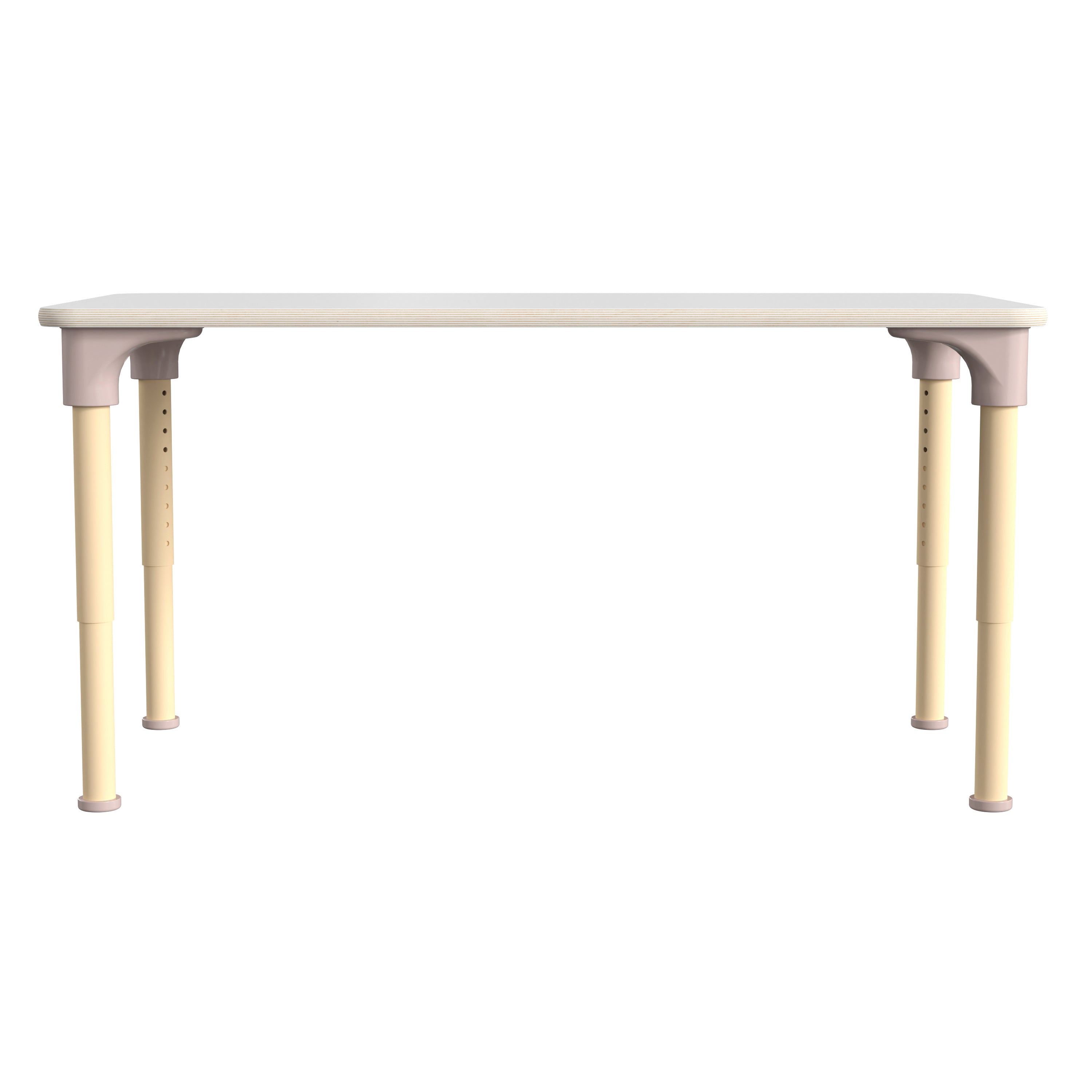 Bright Beginnings 23.5" x 47" Commercial Wooden Rectangle Adjustable Height Classroom Activity Table - Metal Legs Adjust From 15"H - 23"H, Beech/White