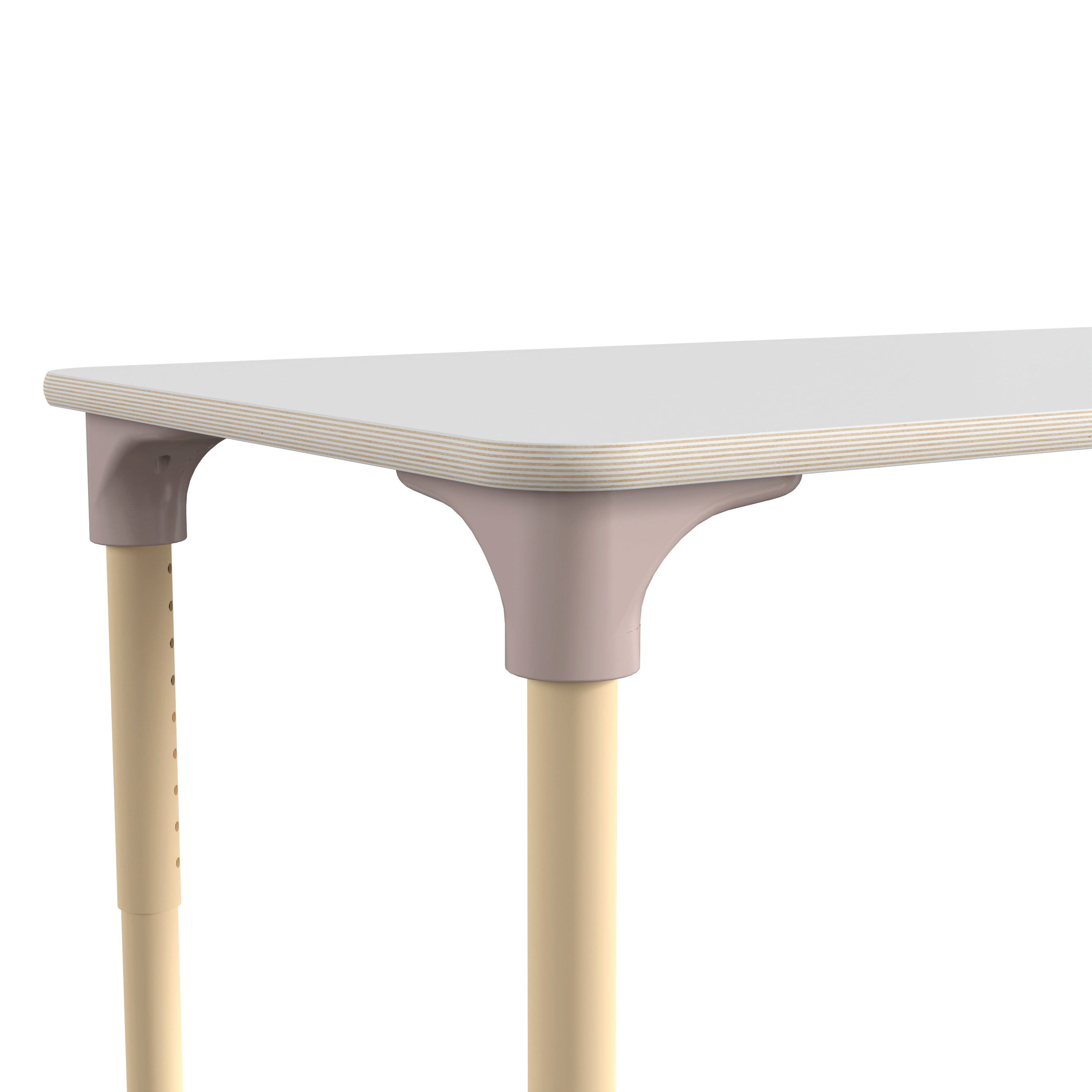 Bright Beginnings 23.5" x 47" Commercial Wooden Rectangle Adjustable Height Classroom Activity Table - Metal Legs Adjust From 15"H - 23"H, Beech/White