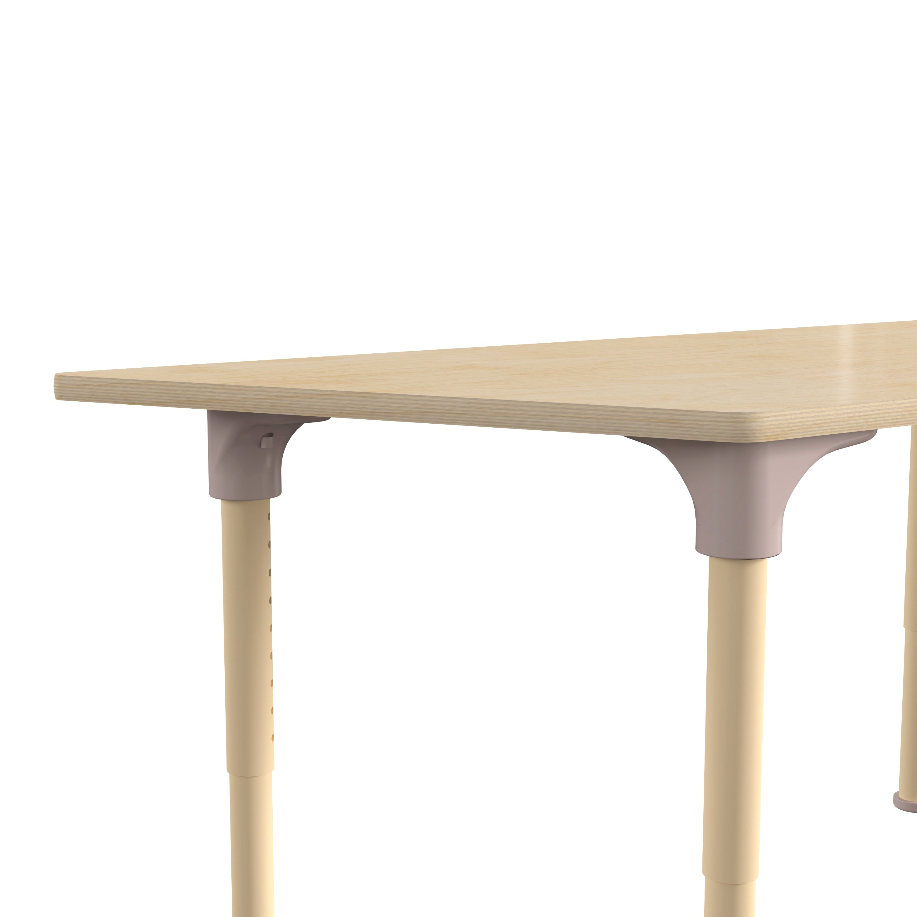 Bright Beginnings 47" Commercial Grade Wooden Trapezoid Adjustable Height Classroom Activity Table - Metal Legs Adjust From 15"H - 23"H, Beech