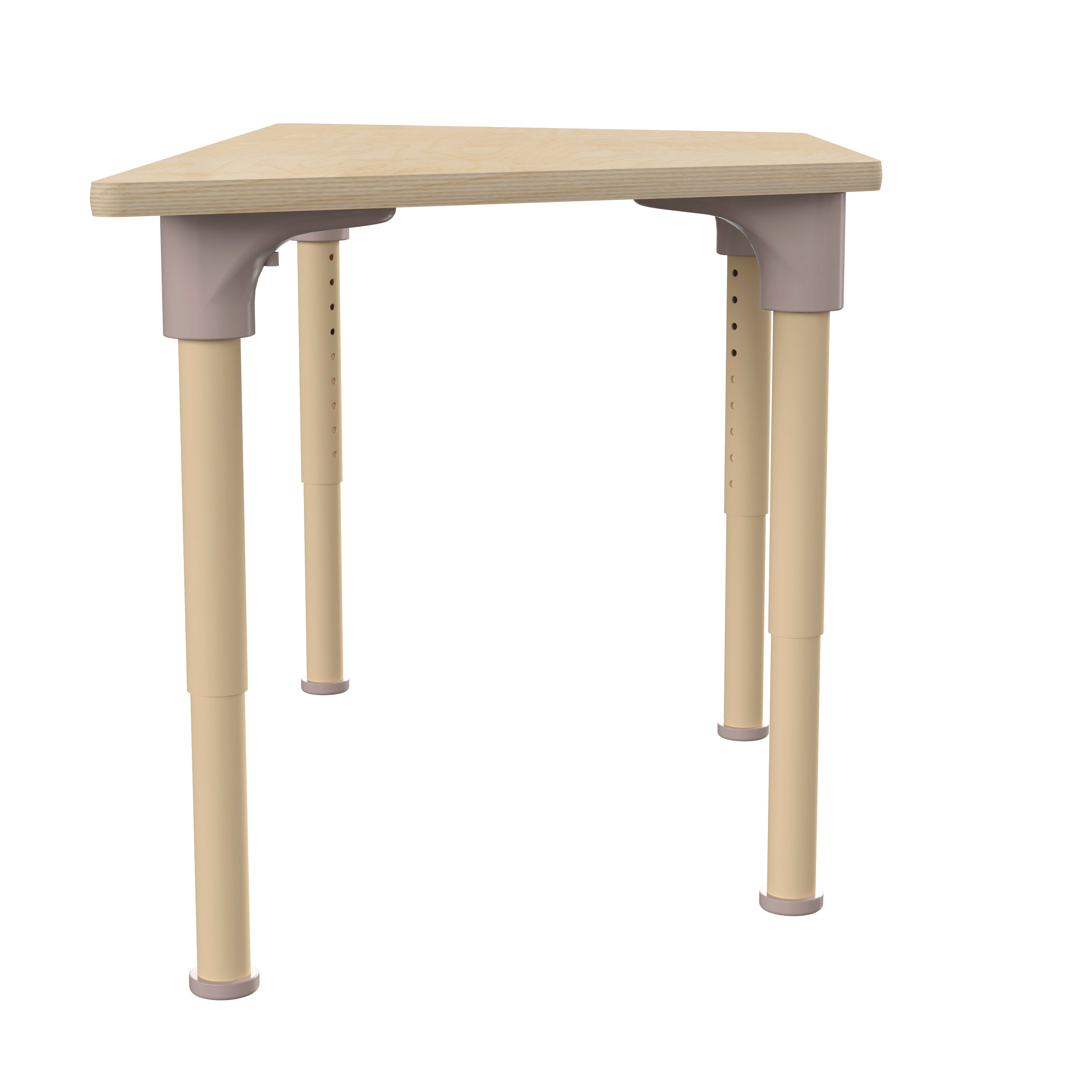 Bright Beginnings 47" Commercial Grade Wooden Trapezoid Adjustable Height Classroom Activity Table - Metal Legs Adjust From 15"H - 23"H, Beech