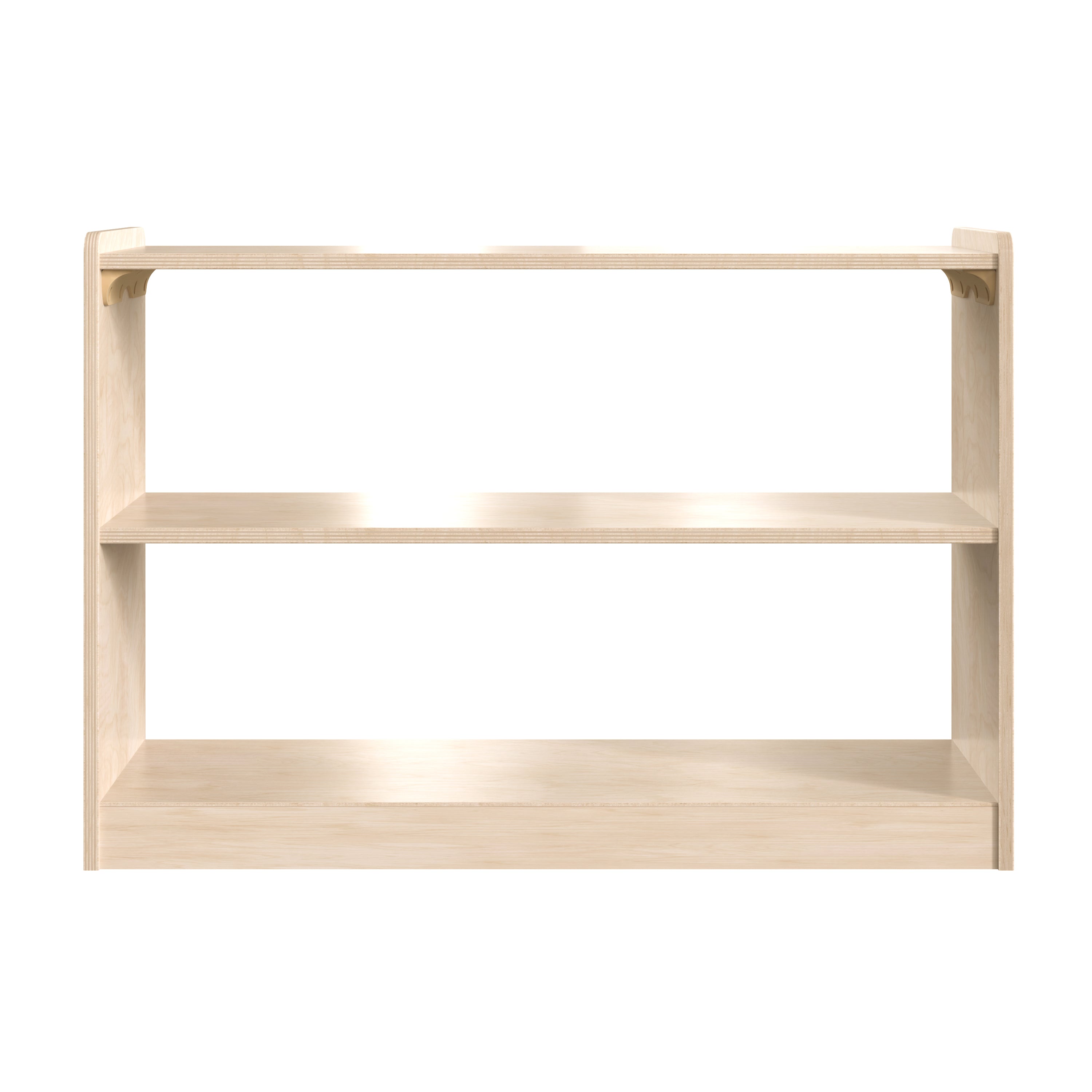 Bright Beginnings Commercial Grade Extra Wide 2 Shelf Wooden Classroom Open Storage Unit, Safe, Kid Friendly Design, Natural
