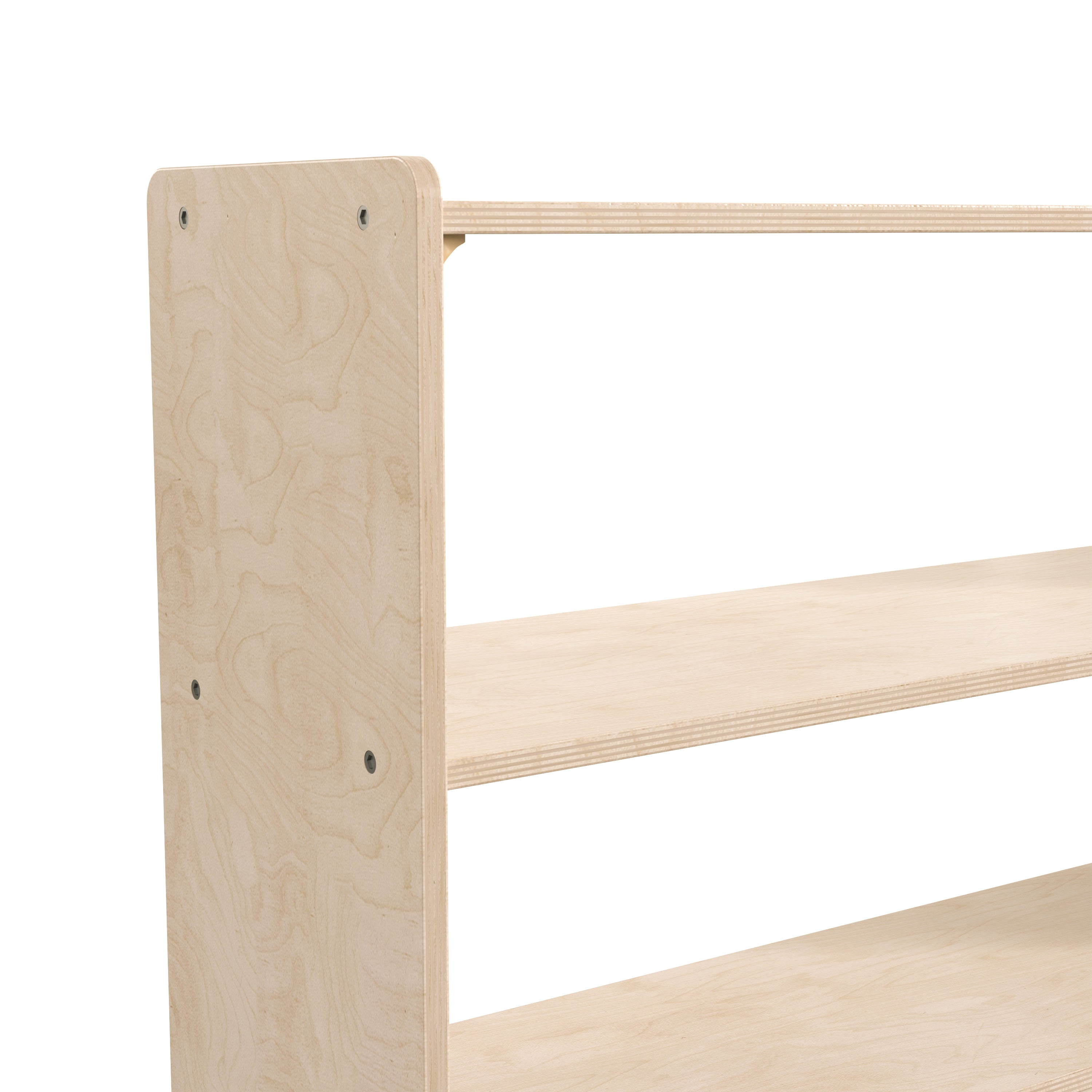 Bright Beginnings Commercial Grade Extra Wide 2 Shelf Wooden Classroom Open Storage Unit, Safe, Kid Friendly Design, Natural