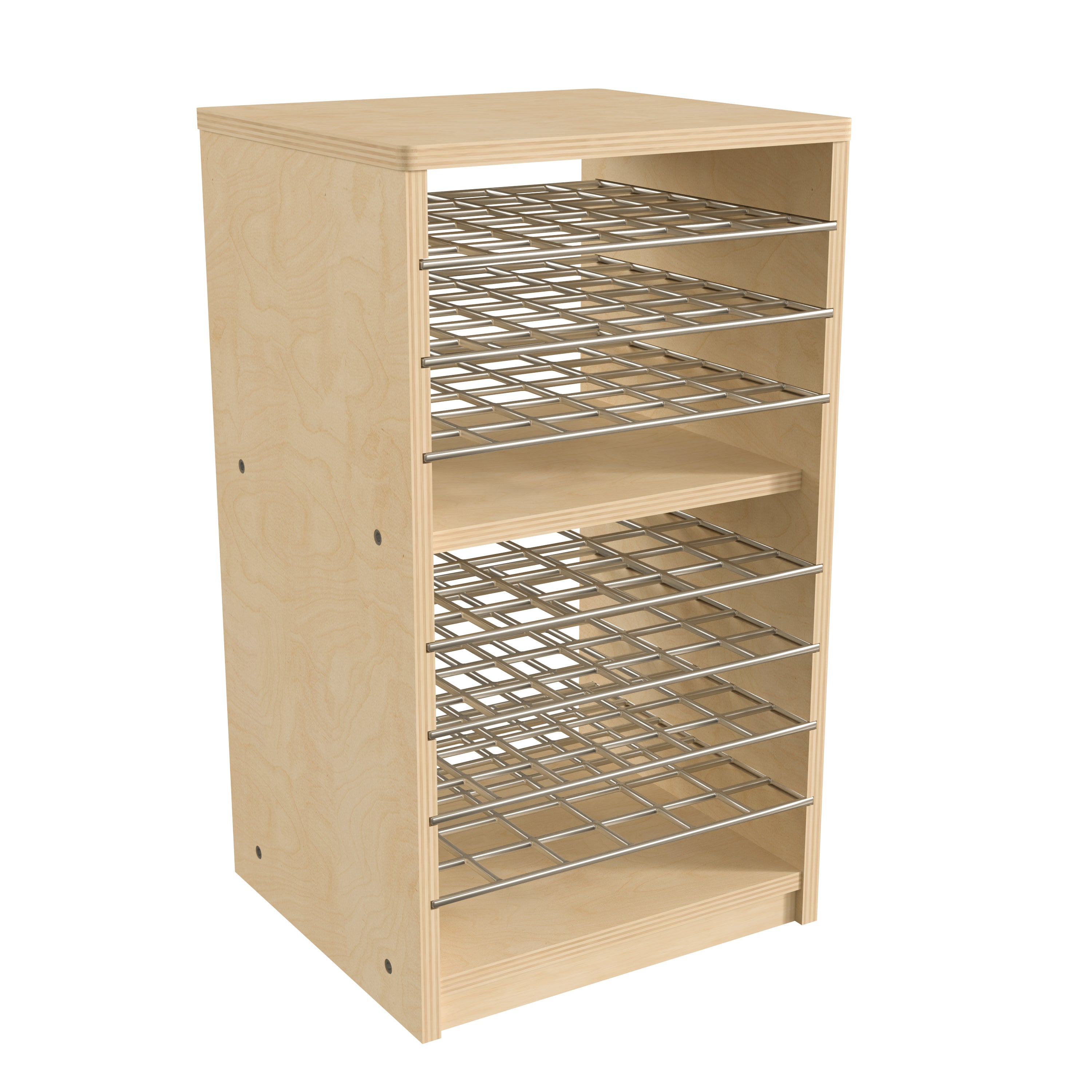 Bright Beginnings Commercial Deluxe Multipurpose Natural Birch Plywood Storage Shelf Puzzle Holder, Art Drying Rack, Paper Holder with Shelving