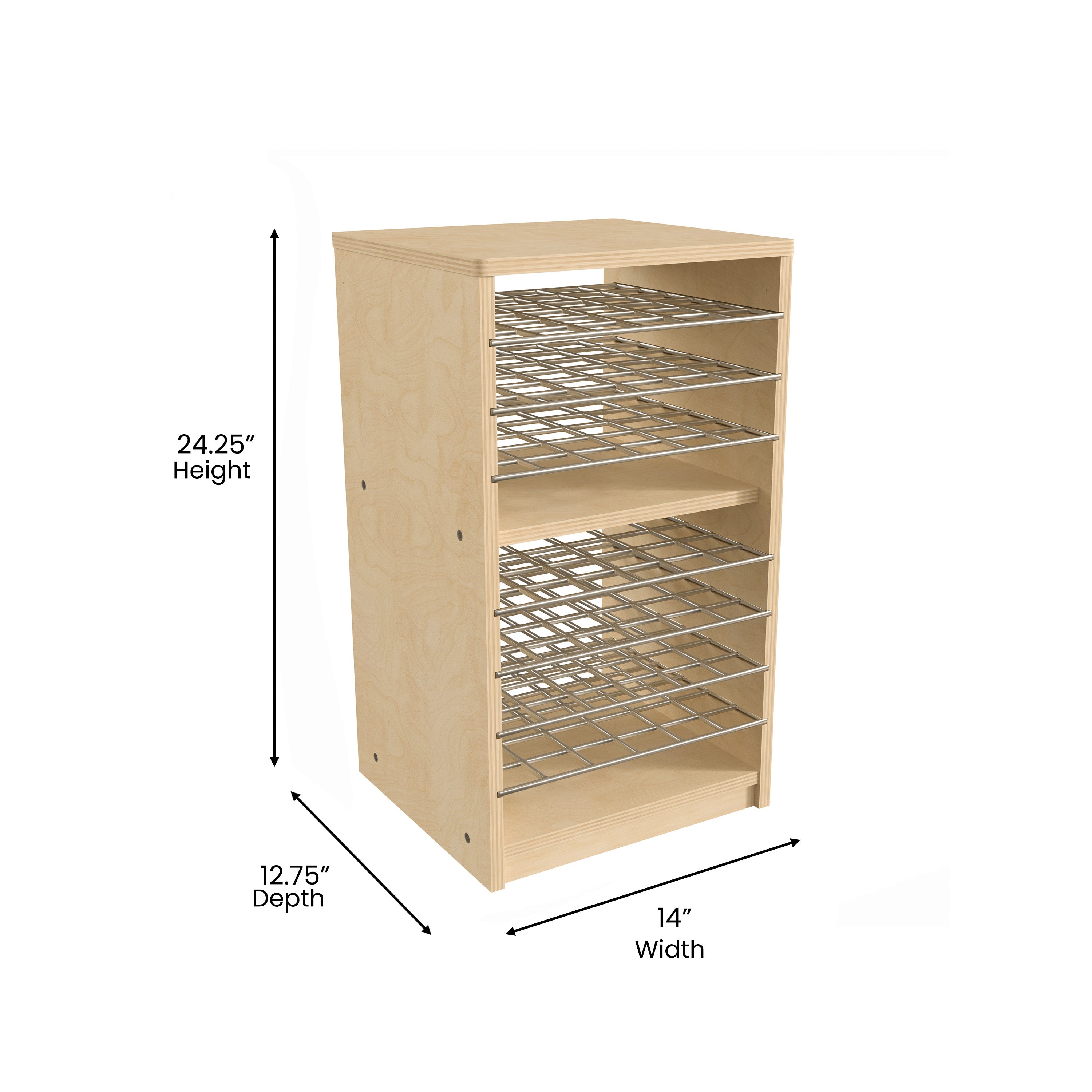 Bright Beginnings Commercial Deluxe Multipurpose Natural Birch Plywood Storage Shelf Puzzle Holder, Art Drying Rack, Paper Holder with Shelving