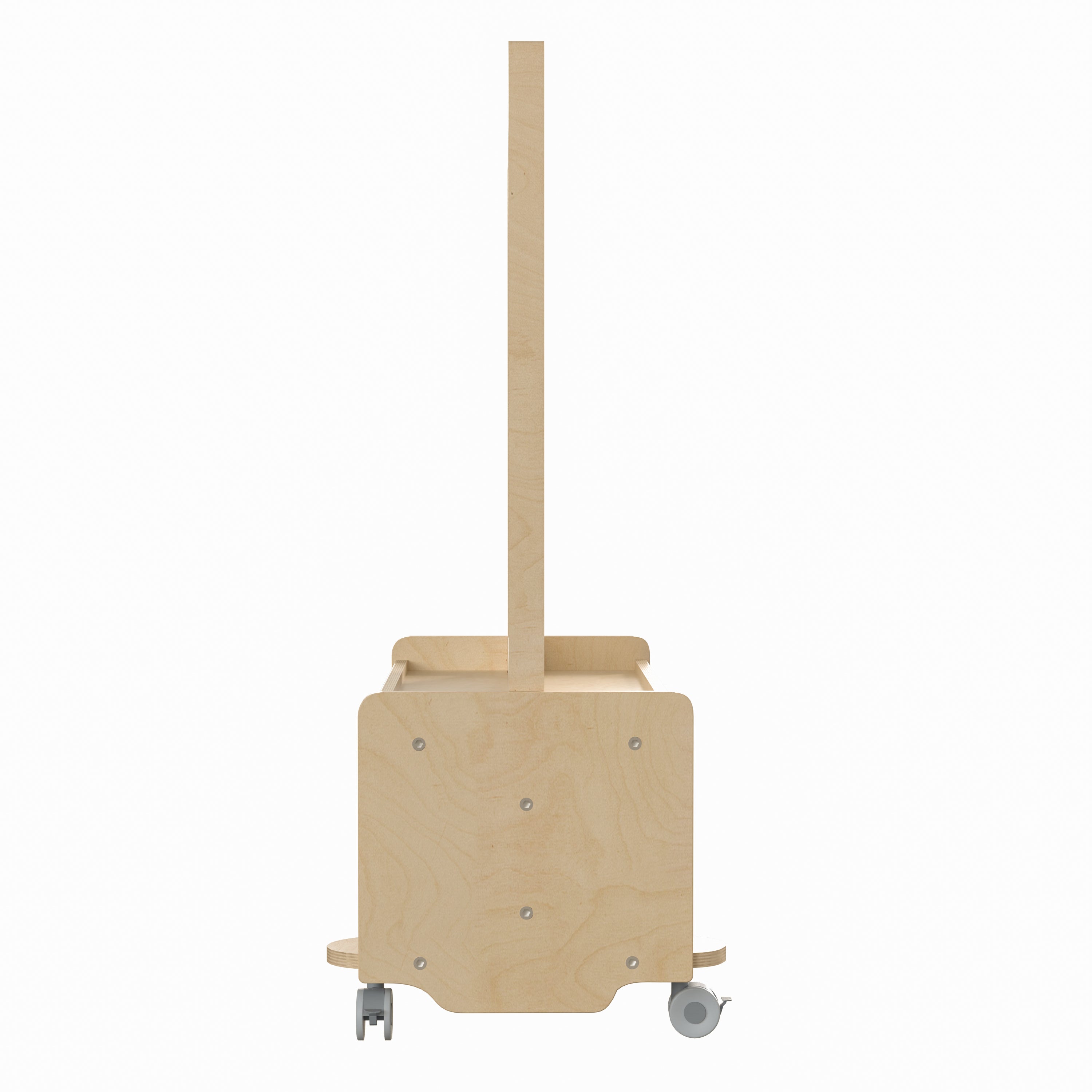 Bright Beginnings Commercial Wooden Mobile Dual Sided 2 Person Art Station with Locking Caster Wheels and Bottom Cubby Storage, Natural