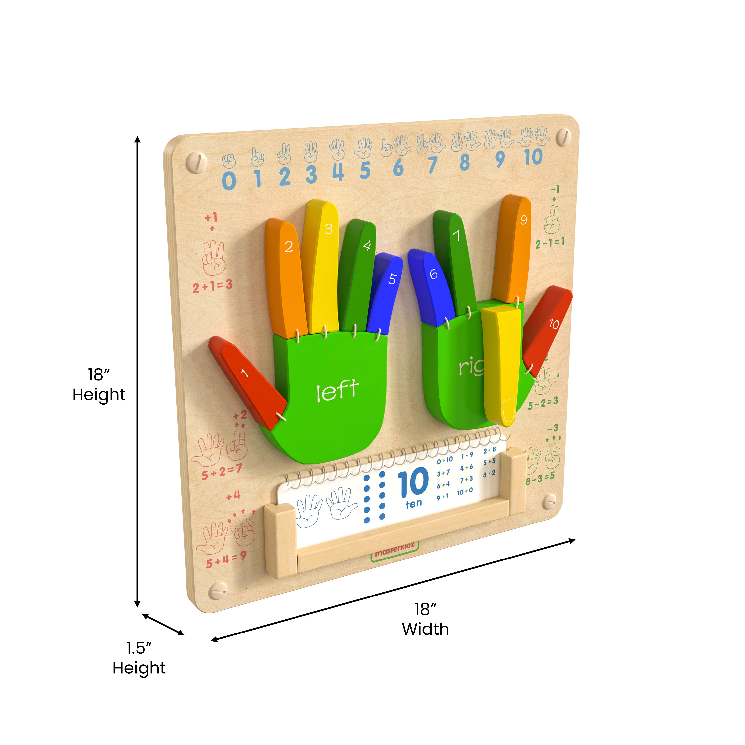 Bright Beginnings Commercial Grade STEAM Wall Activity Board with Natural Finish and Multicolor Accents, Counting