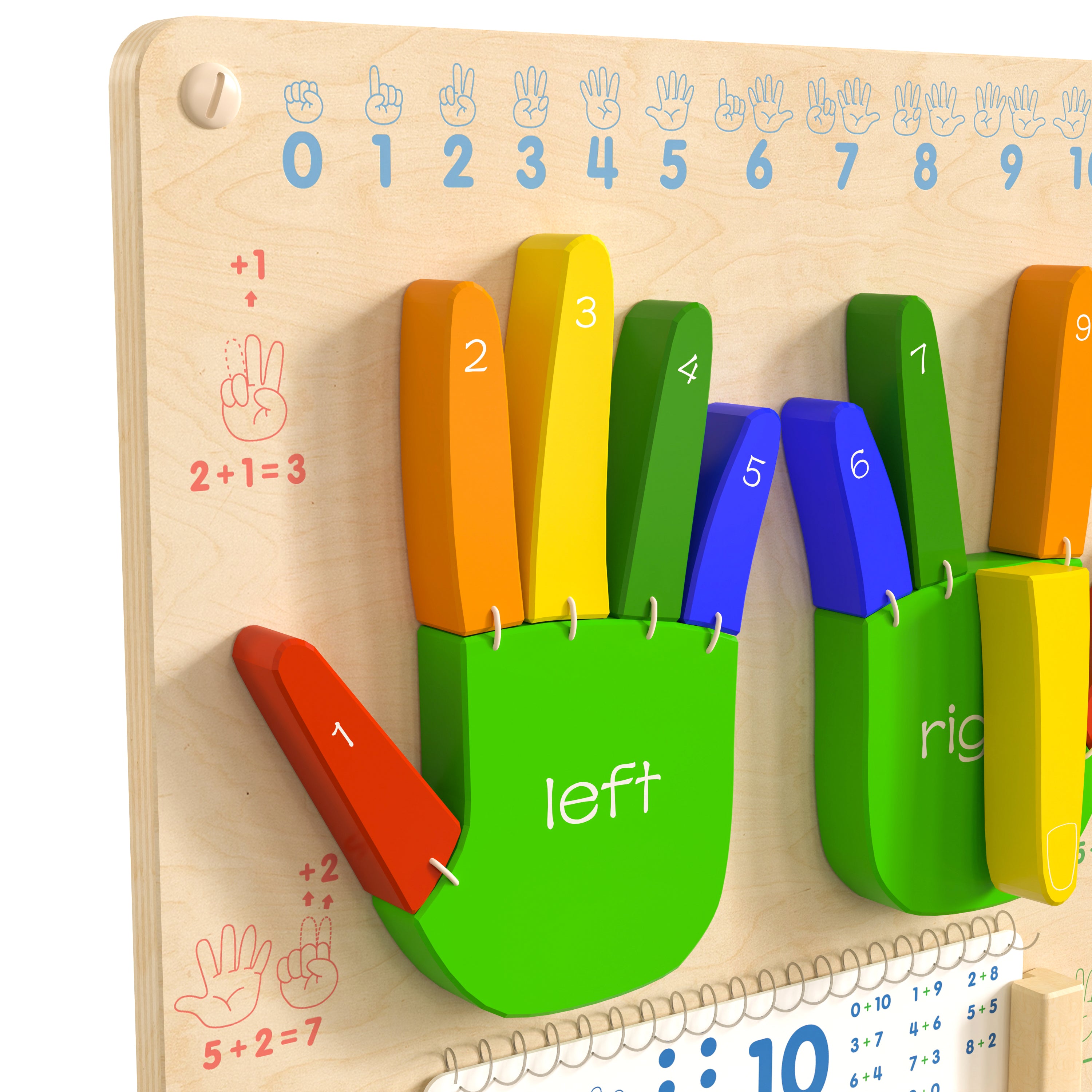 Bright Beginnings Commercial Grade STEAM Wall Activity Board with Natural Finish and Multicolor Accents, Counting