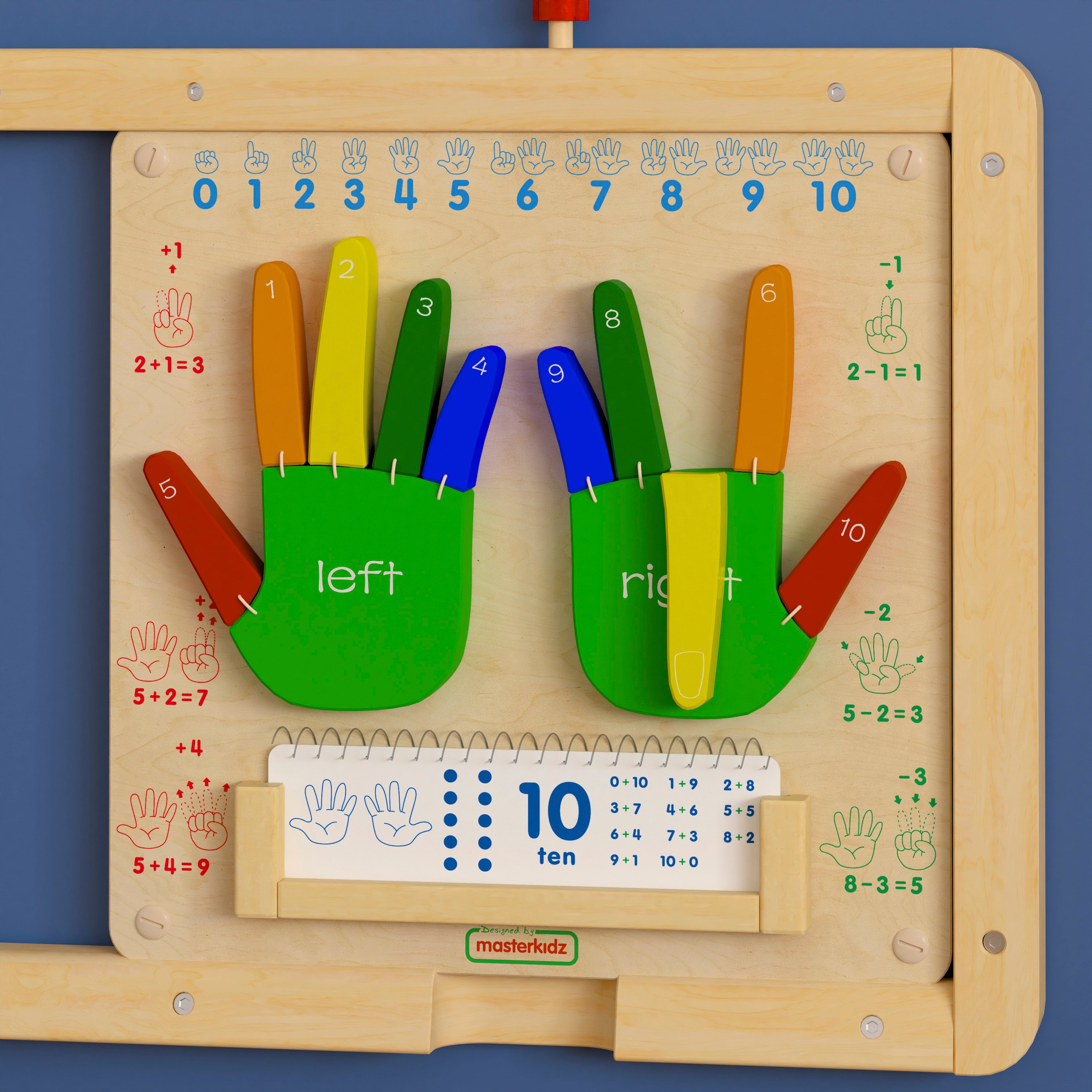 Bright Beginnings Commercial Grade STEAM Wall Activity Board with Natural Finish and Multicolor Accents, Counting