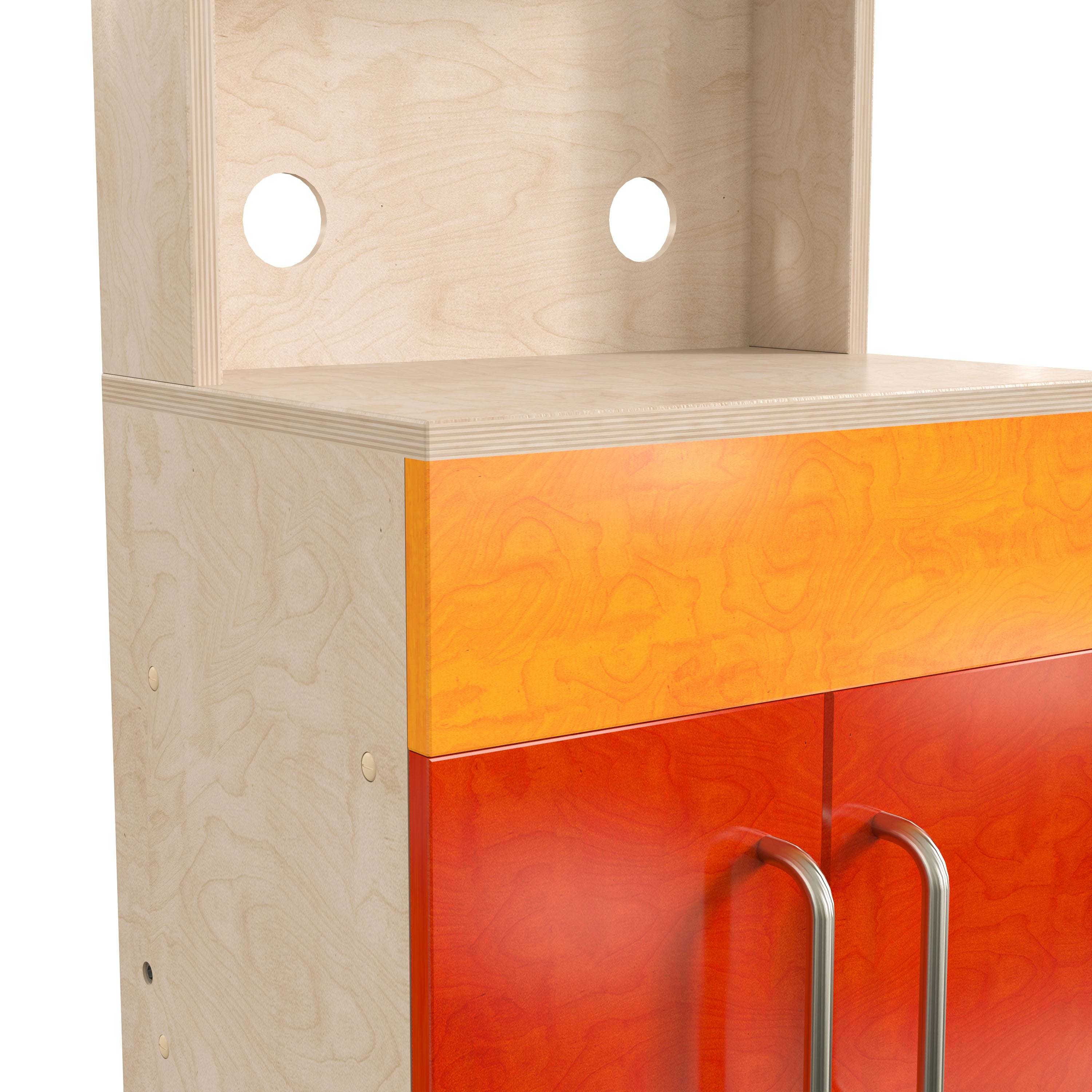 Bright Beginnings Commercial Grade Greenguard Certified Wooden Children's Kitchen Cabinet with Microwave