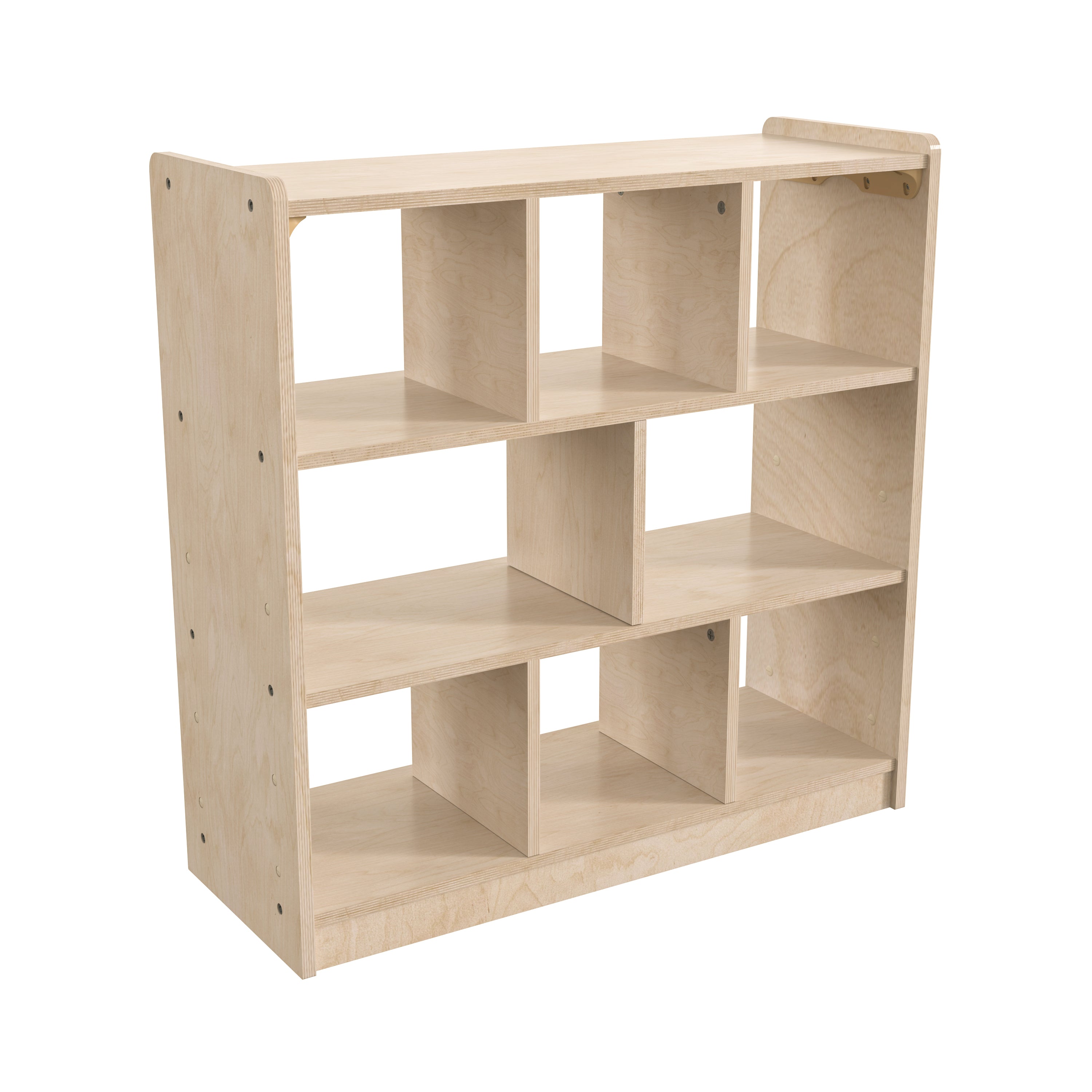 Bright Beginnings Commercial Grade 8 Section Modular Wooden Classroom Open Storage Unit, Safe, Kid Friendly Design, Natural