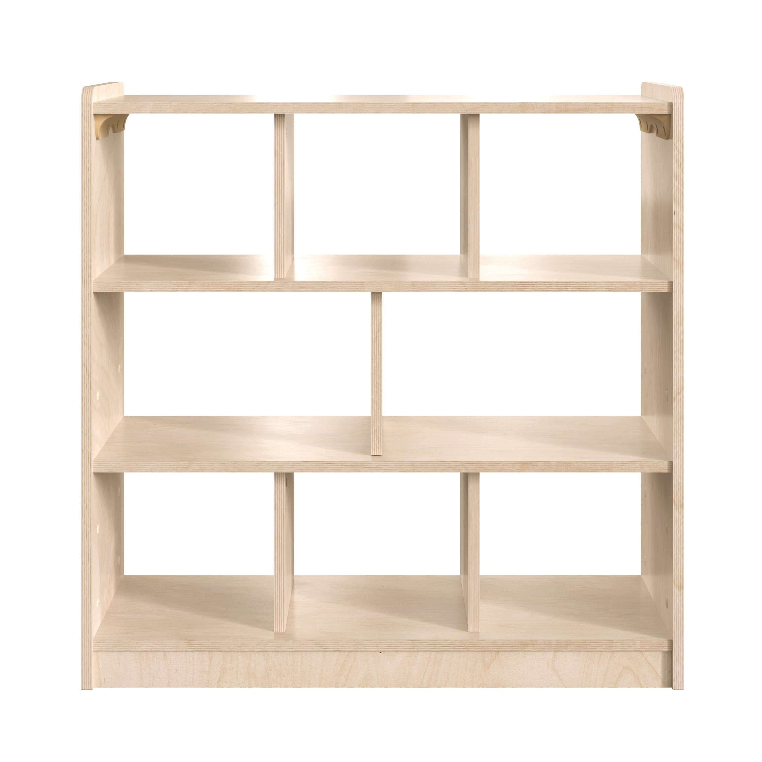 Bright Beginnings Commercial Grade 8 Section Modular Wooden Classroom Open Storage Unit, Safe, Kid Friendly Design, Natural