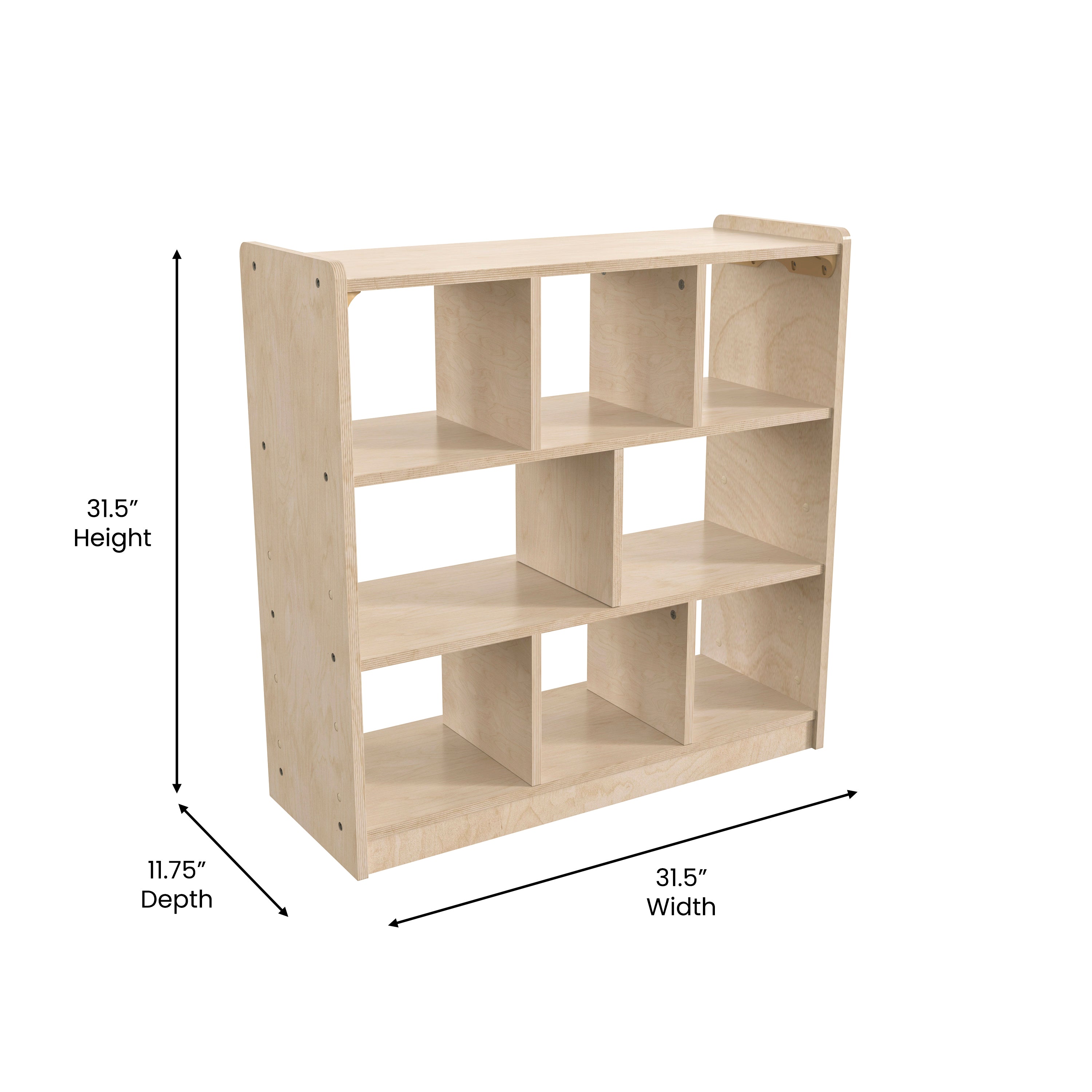 Bright Beginnings Commercial Grade 8 Section Modular Wooden Classroom Open Storage Unit, Safe, Kid Friendly Design, Natural