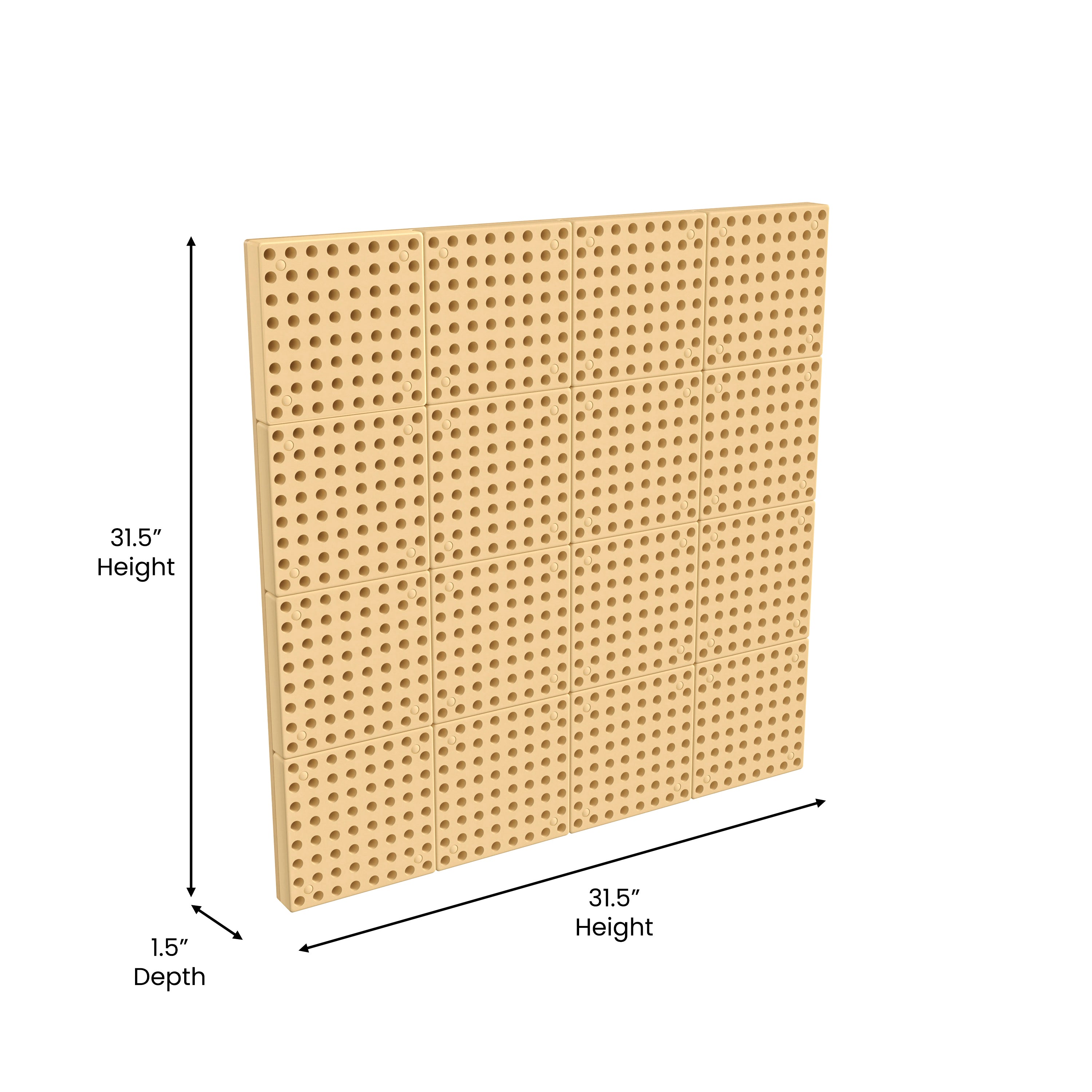 Bright Beginnings Commercial Grade Multipurpose Modular STEAM Wall Peg System Panel - 31.5"L x 31.5"H, Natural