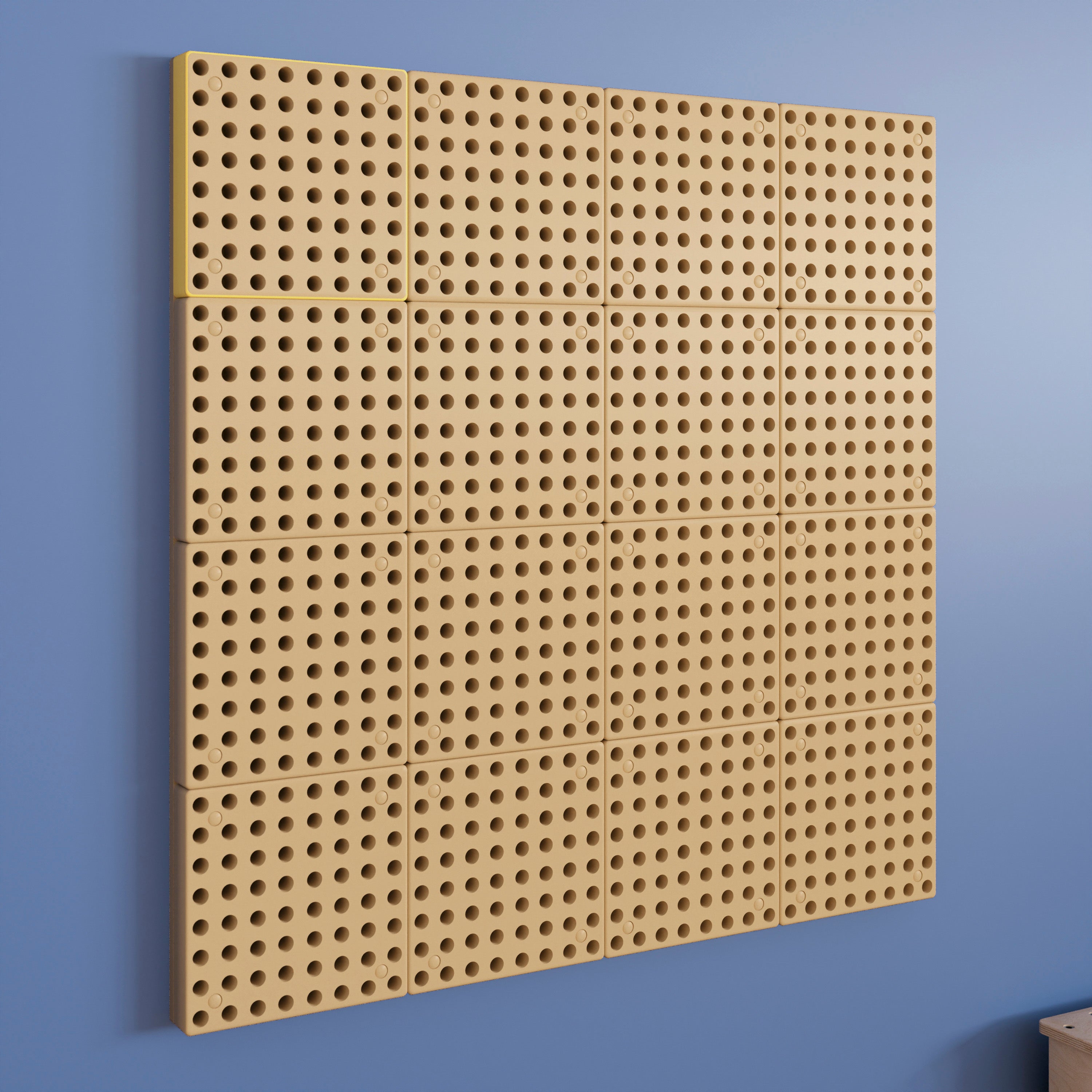 Bright Beginnings Commercial Grade Multipurpose Modular STEAM Wall Peg System Panel - 31.5"L x 31.5"H, Natural