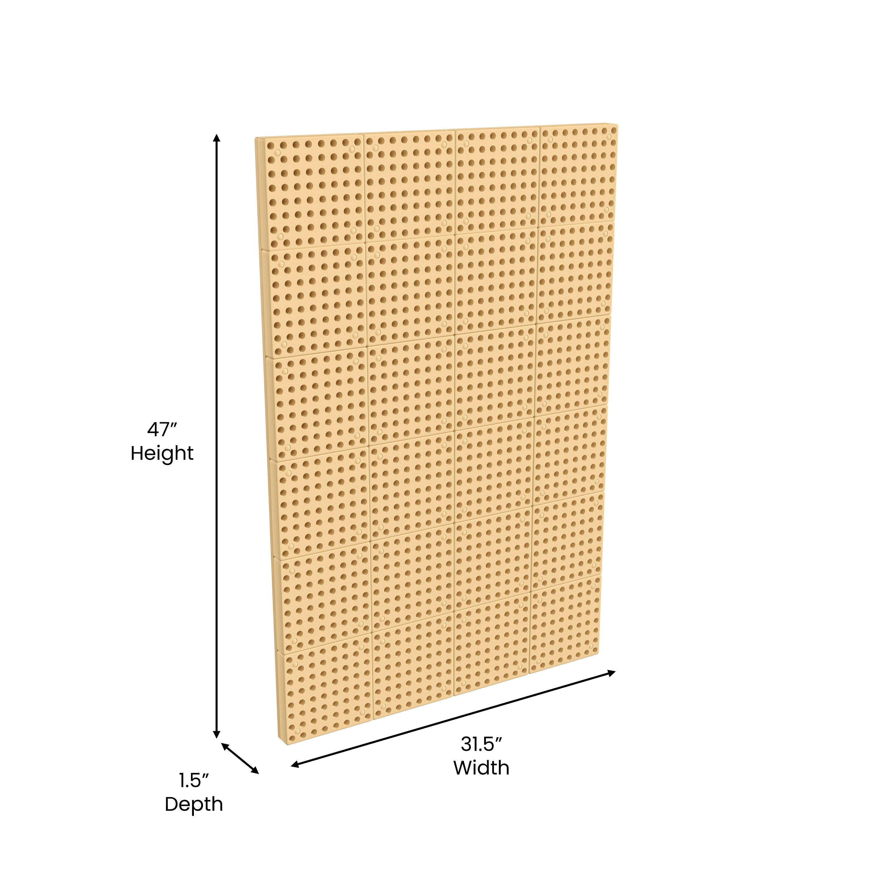 Bright Beginnings Commercial Grade Multipurpose Modular STEAM Wall Peg System Panel - 31.5"L x 47.2"H, Natural