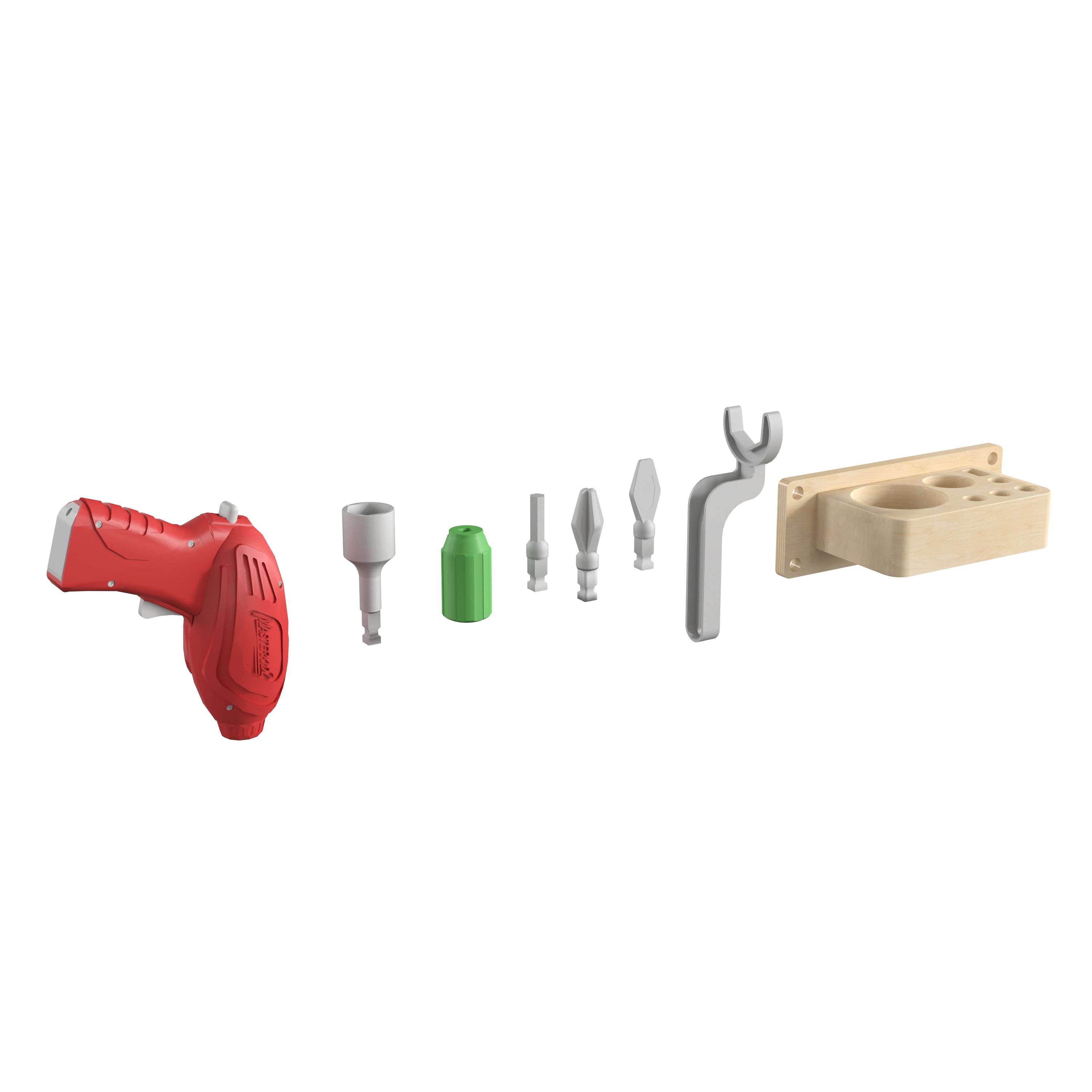 Bright Beginnings Commercial Grade 8 Piece Tools & Holder Accessory Set for Modular STEAM Wall Systems (Not Included) with Working Drill