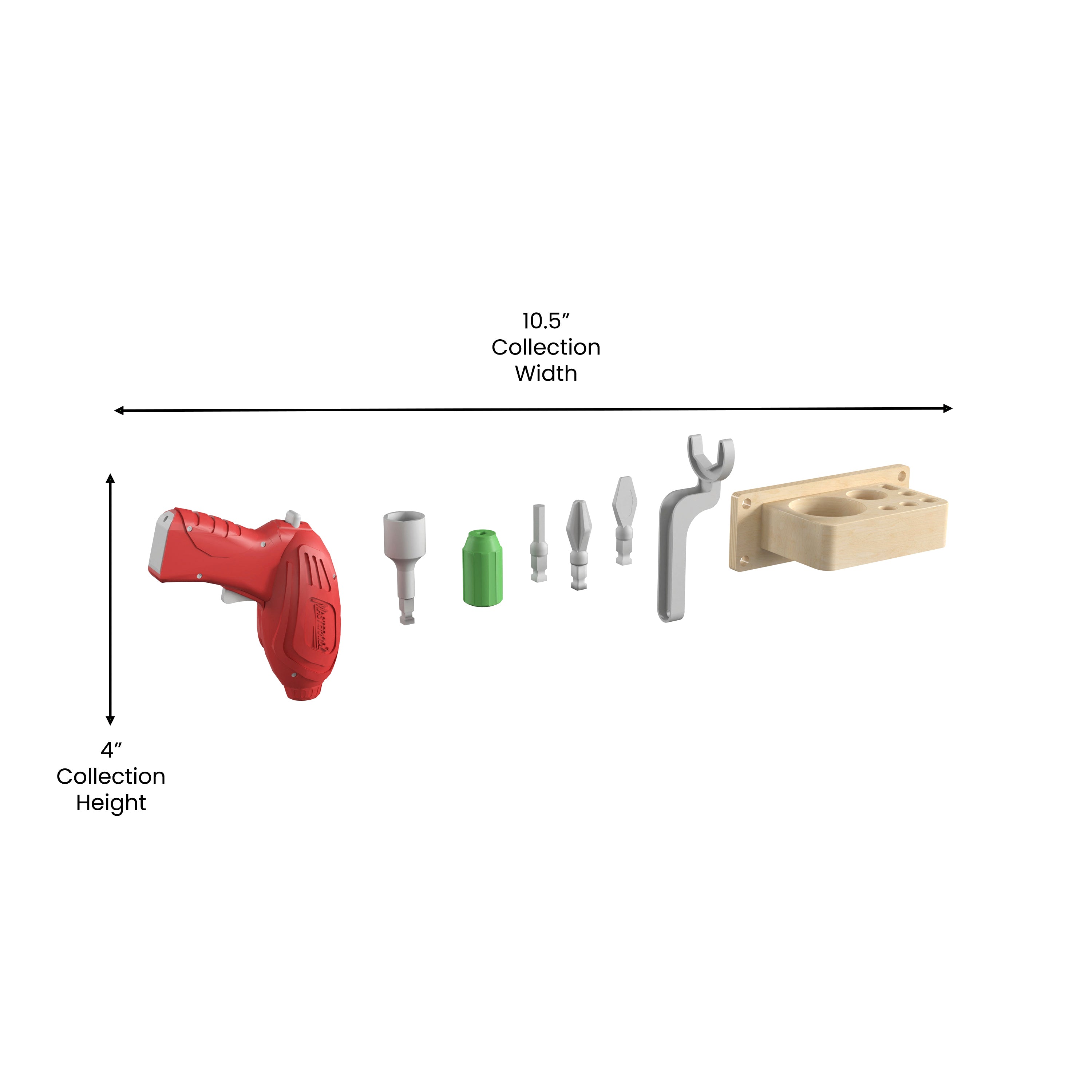 Bright Beginnings Commercial Grade 8 Piece Tools & Holder Accessory Set for Modular STEAM Wall Systems (Not Included) with Working Drill