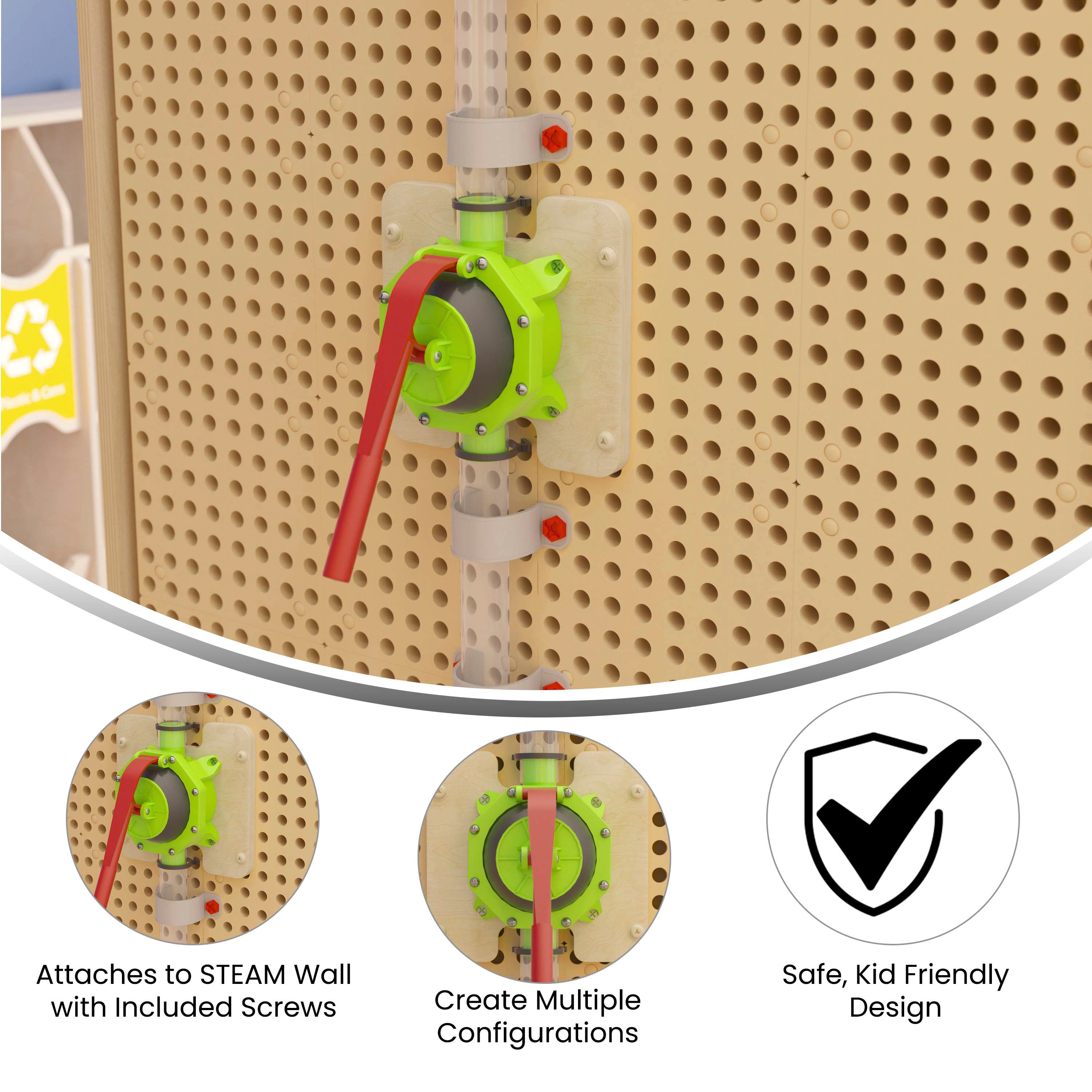 Bright Beginnings Commercial Grade 10 Piece Pipe Builder Hand Pump & Accessories for Modular STEAM Wall Systems (Not Included)