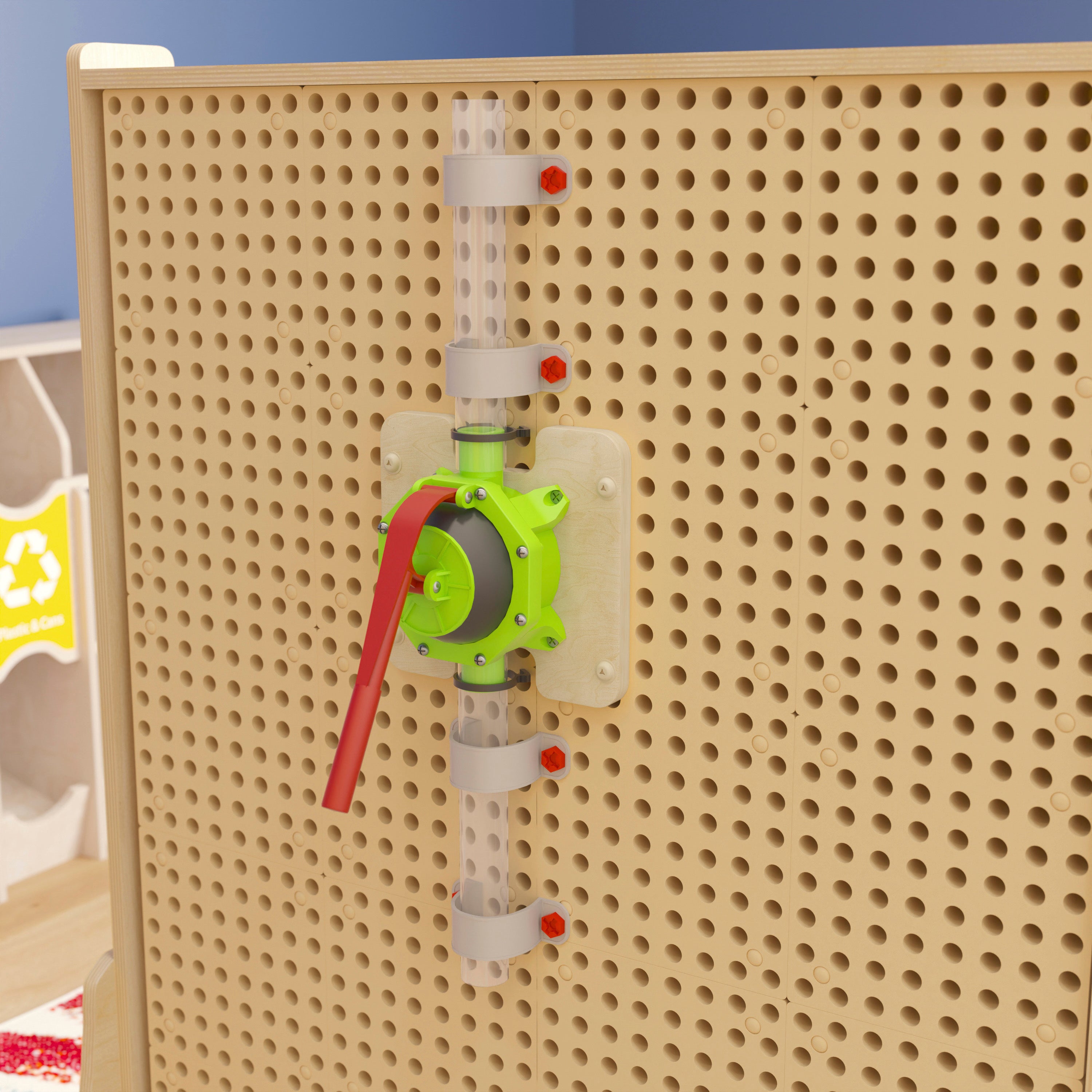 Bright Beginnings Commercial Grade 10 Piece Pipe Builder Hand Pump & Accessories for Modular STEAM Wall Systems (Not Included)