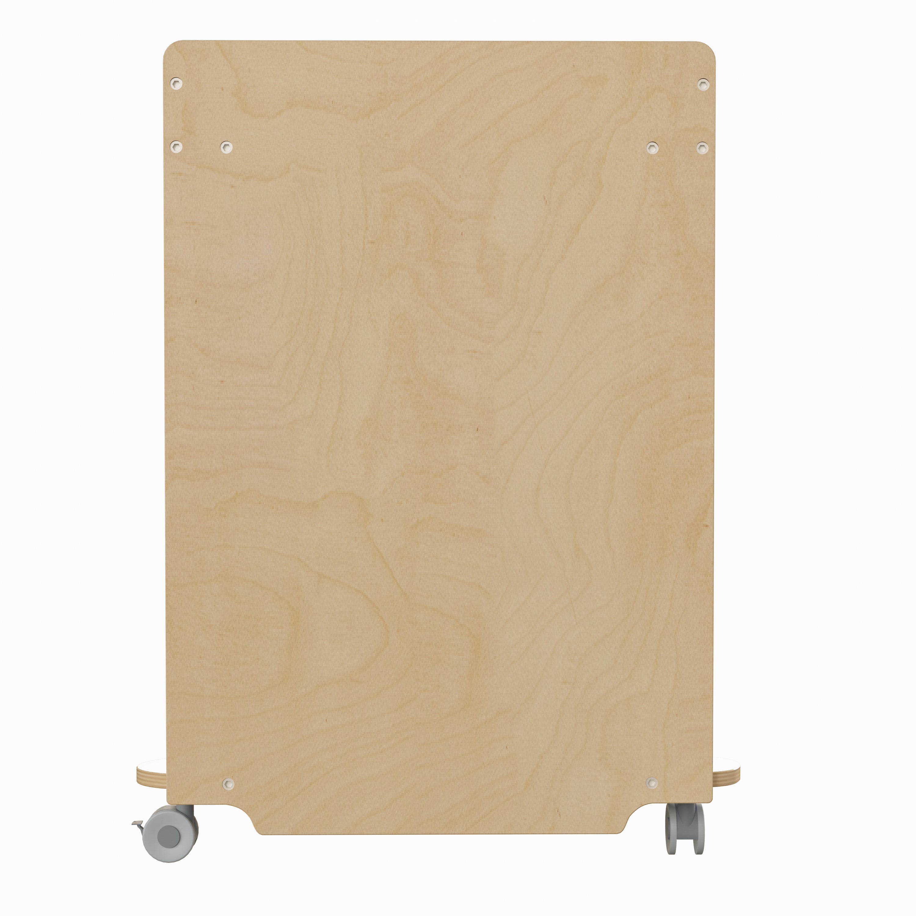 Bright Beginnings Commercial Wooden Mobile Storage Cart with Space Saving Vertical and Horizontal Storage Compartments, Locking Caster Wheels, Natural