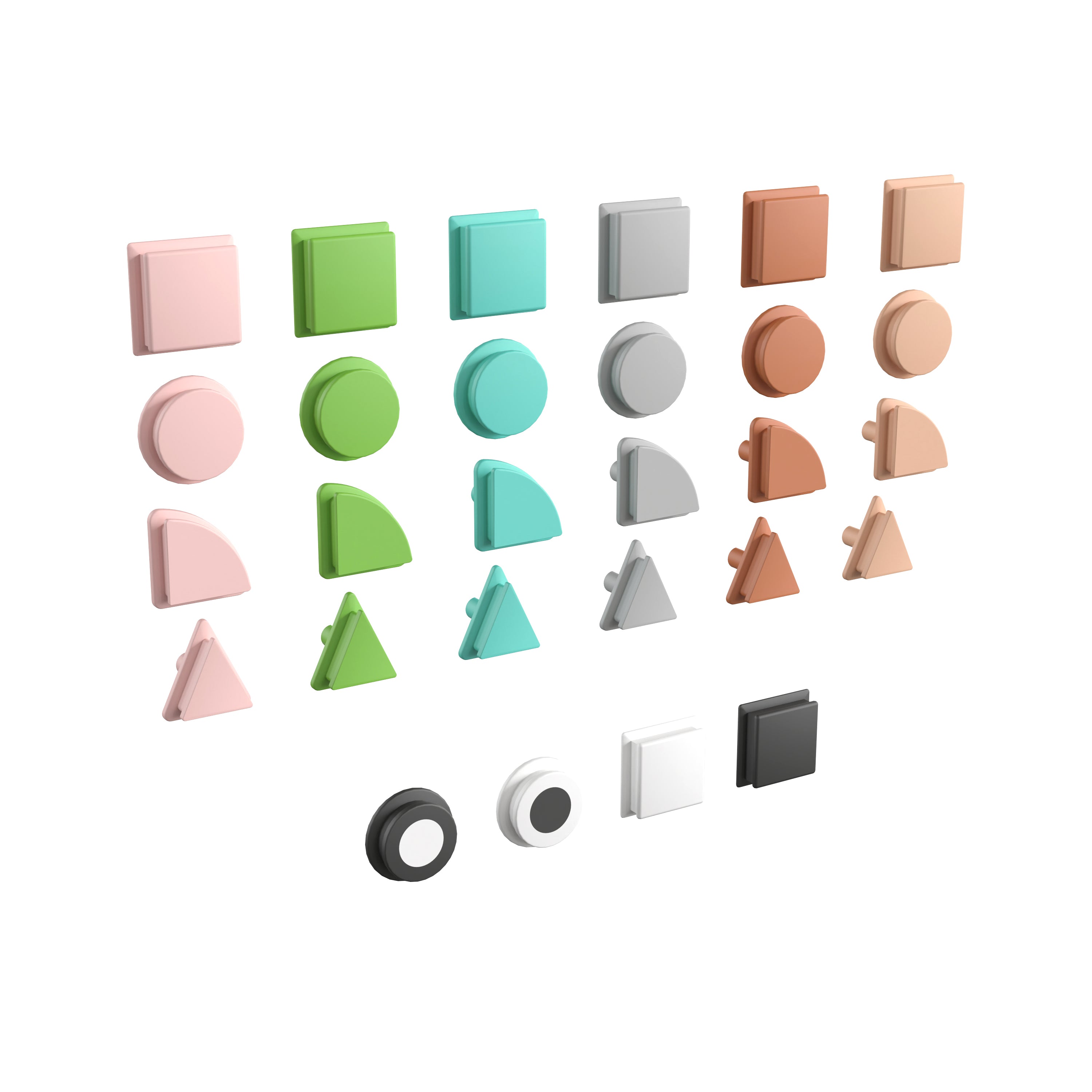 Bright Beginnings Commercial Grade Pastel 256 Piece Shape Set for Modular STEAM Wall Systems (Not Included)