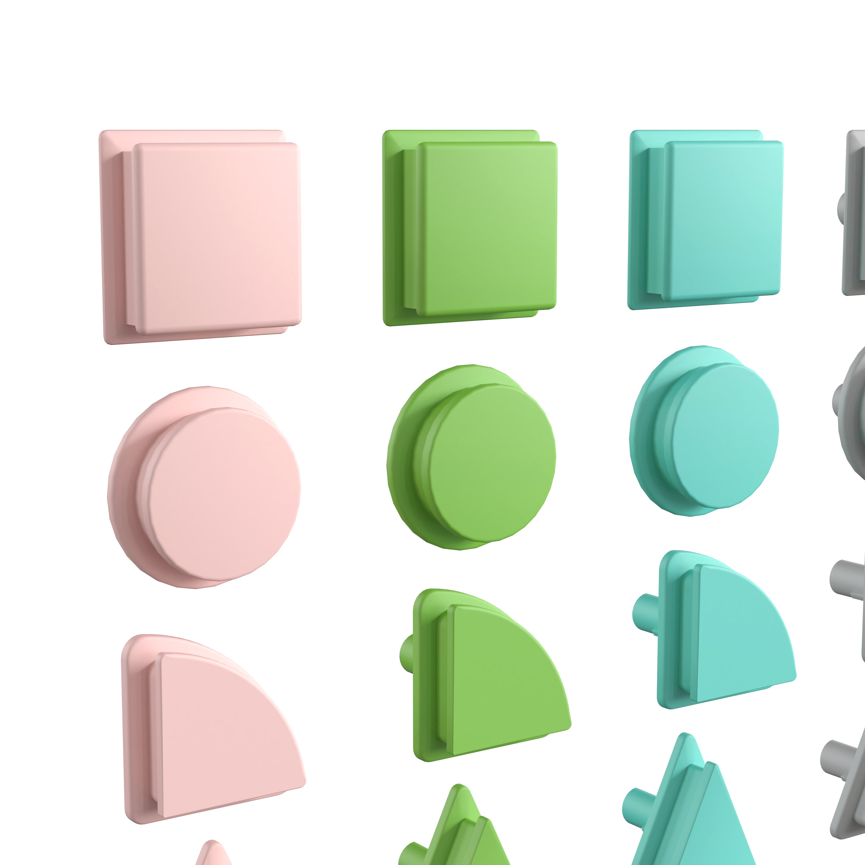 Bright Beginnings Commercial Grade Pastel 256 Piece Shape Set for Modular STEAM Wall Systems (Not Included)