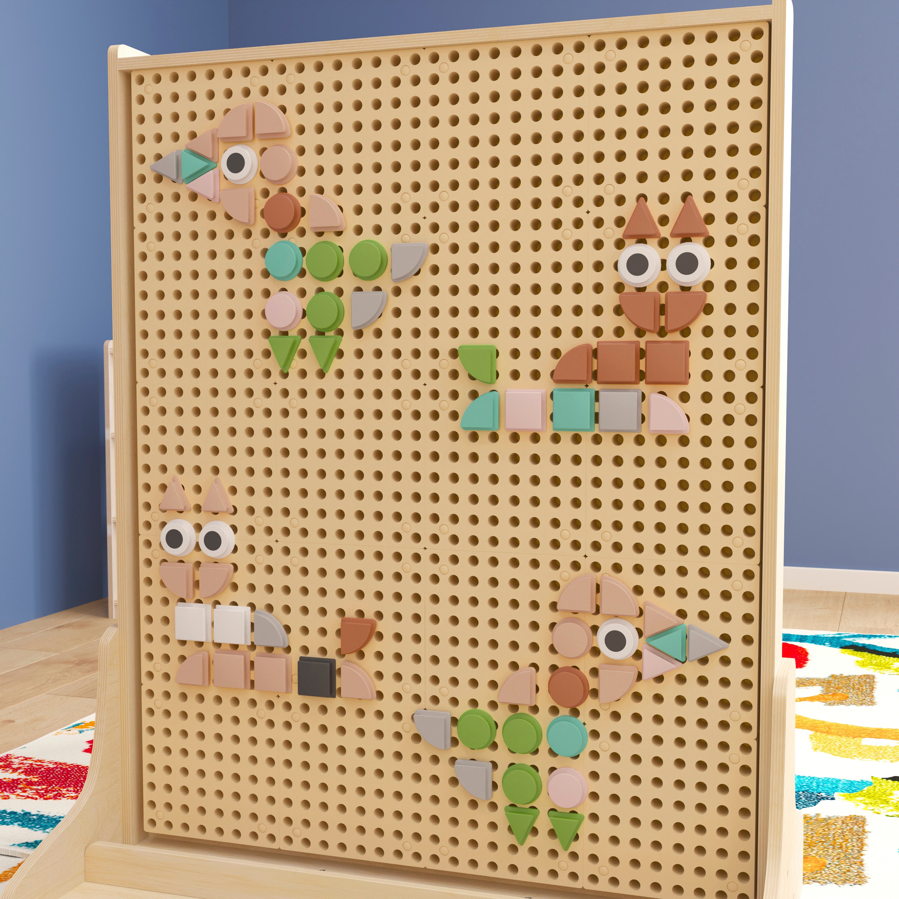 Bright Beginnings Commercial Grade Pastel 256 Piece Shape Set for Modular STEAM Wall Systems (Not Included)