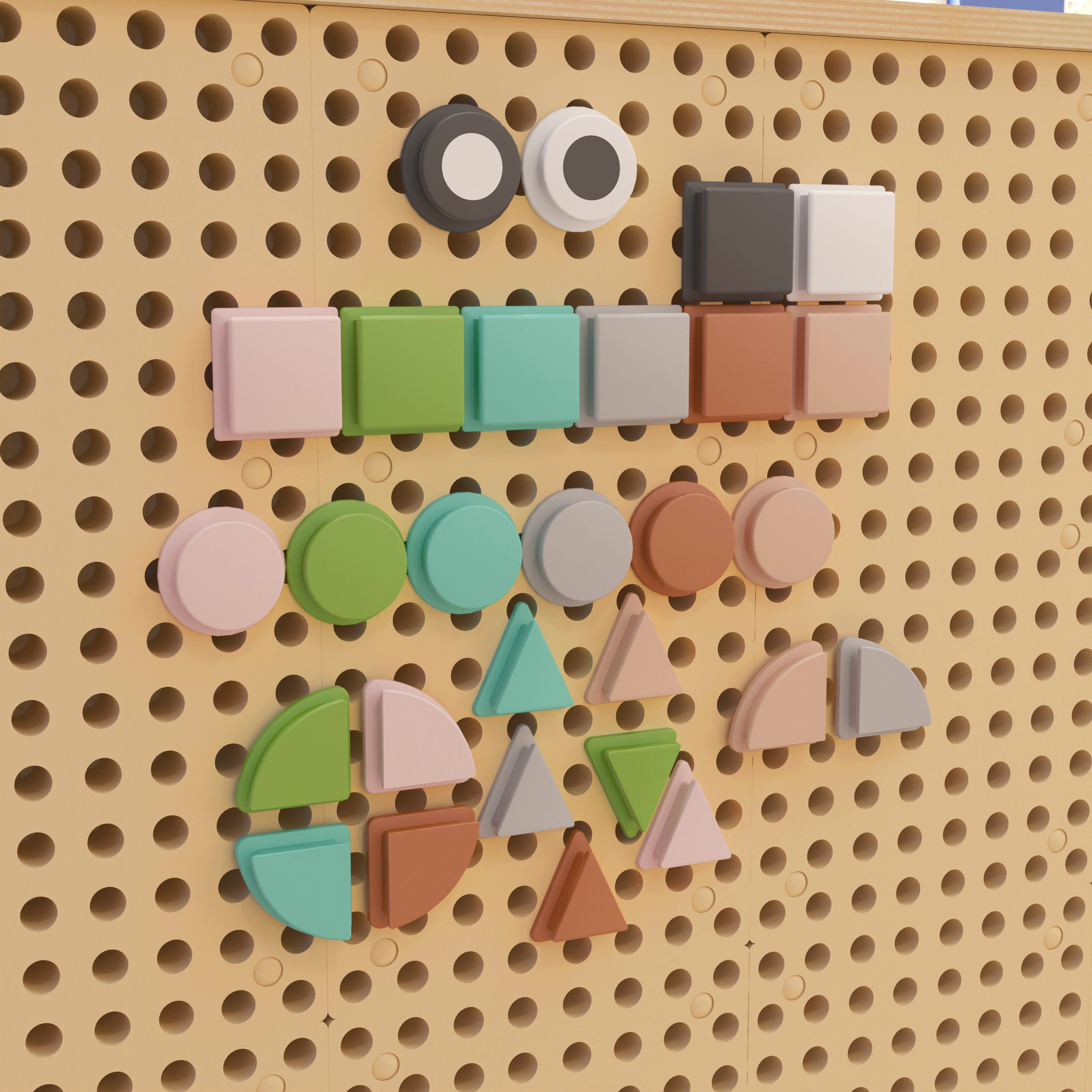 Bright Beginnings Commercial Grade Pastel 256 Piece Shape Set for Modular STEAM Wall Systems (Not Included)