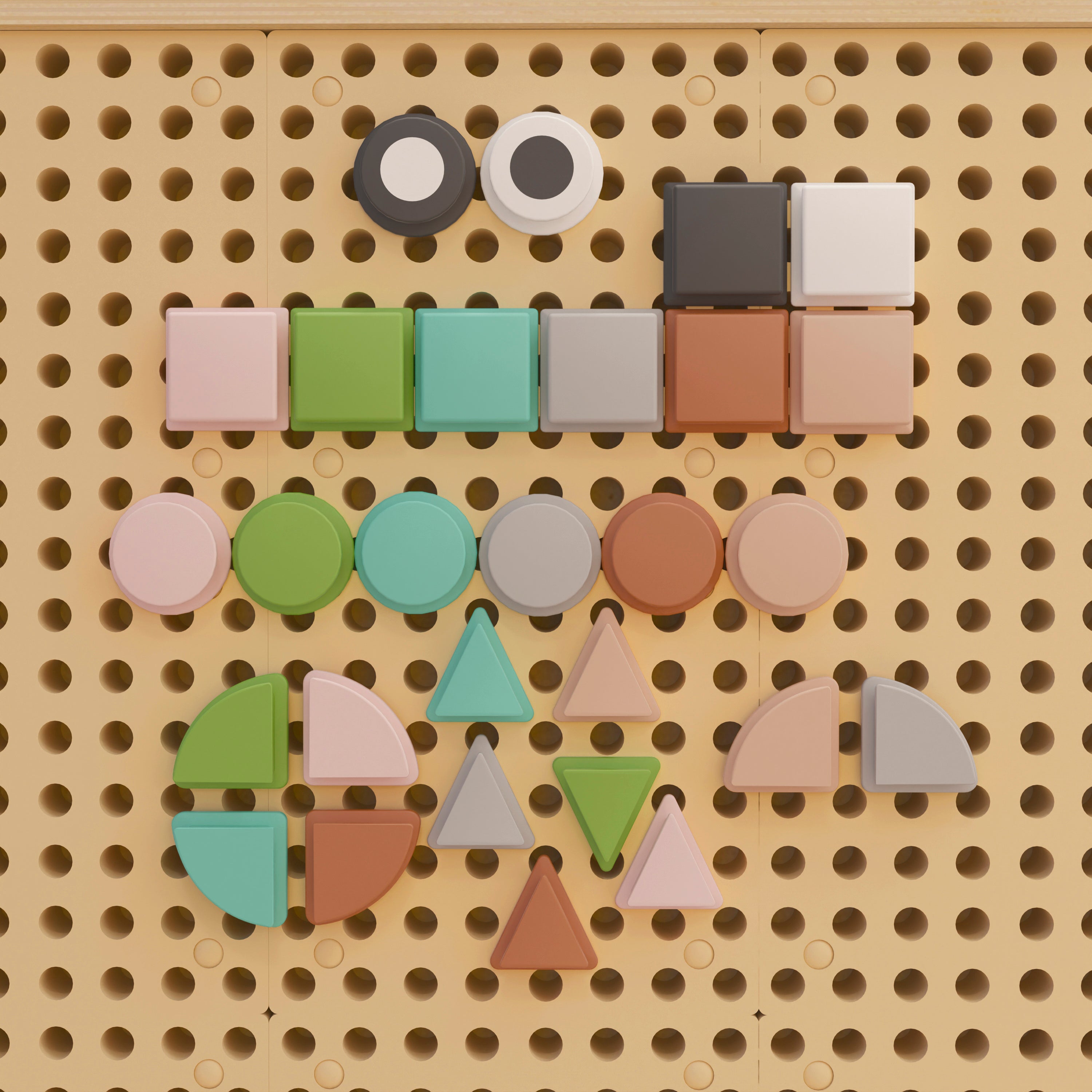 Bright Beginnings Commercial Grade Pastel 256 Piece Shape Set for Modular STEAM Wall Systems (Not Included)