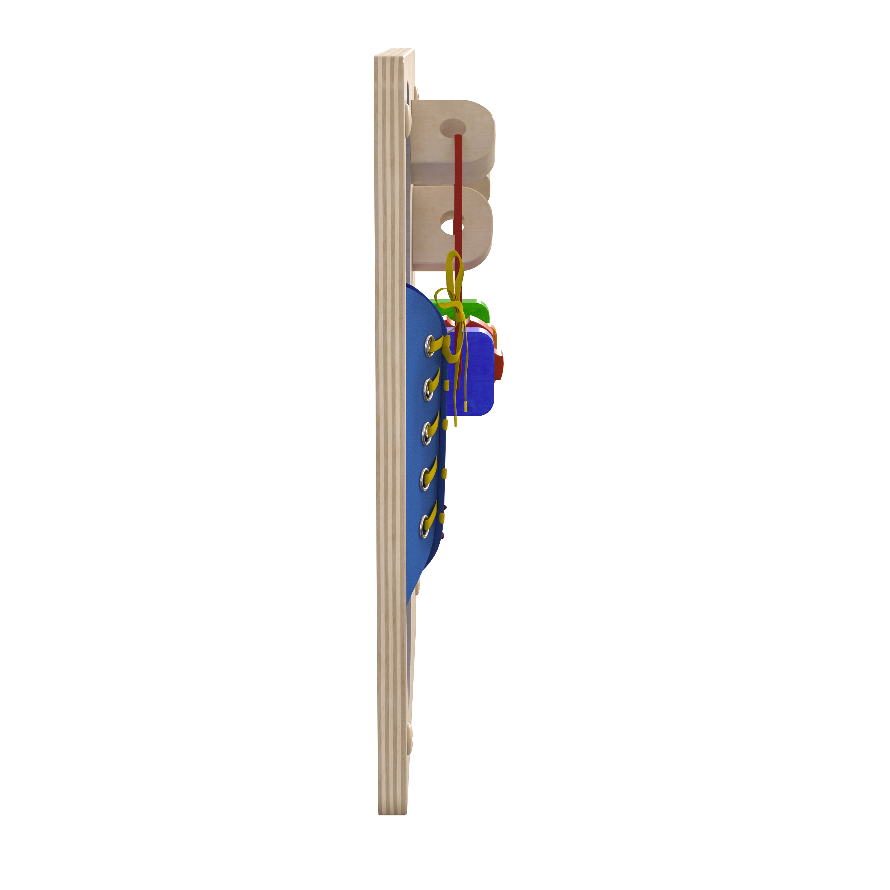 Bright Beginnings Commercial Grade STEAM Wall Activity Board with Natural Finish and Multicolor Accents, Tie It - Turn It