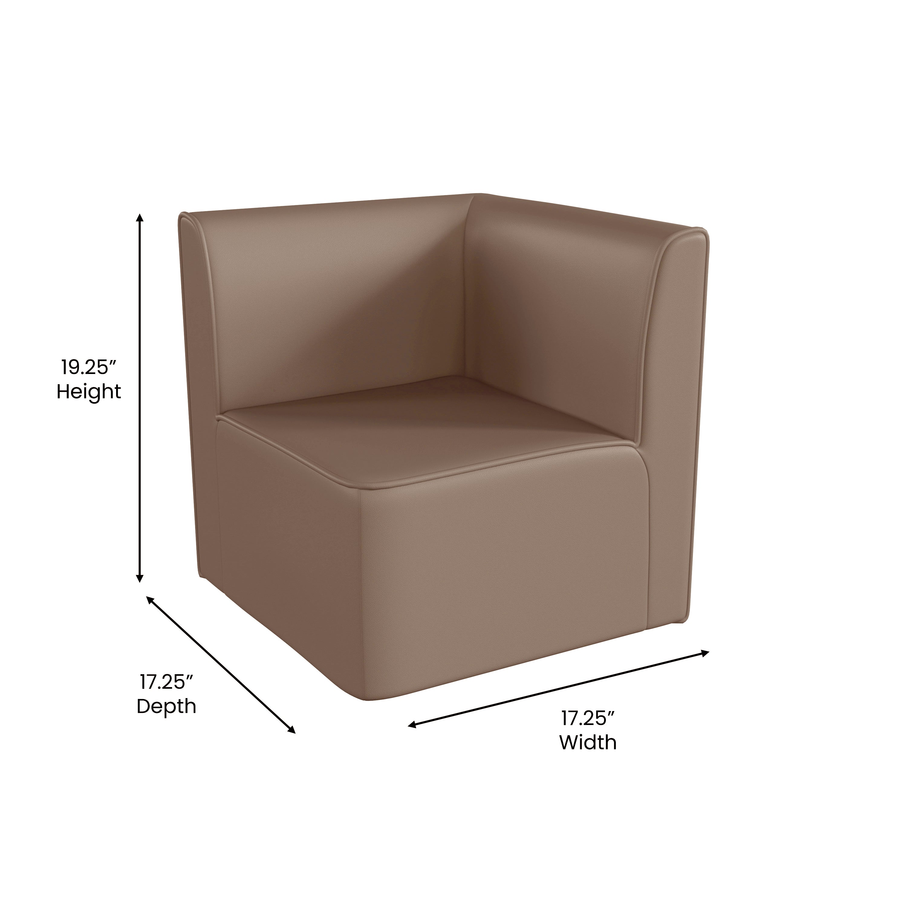 Bright Beginnings Commercial Grade Modular Classroom Soft Seating, 1-Seater Corner Chair, Neutral Vinyl