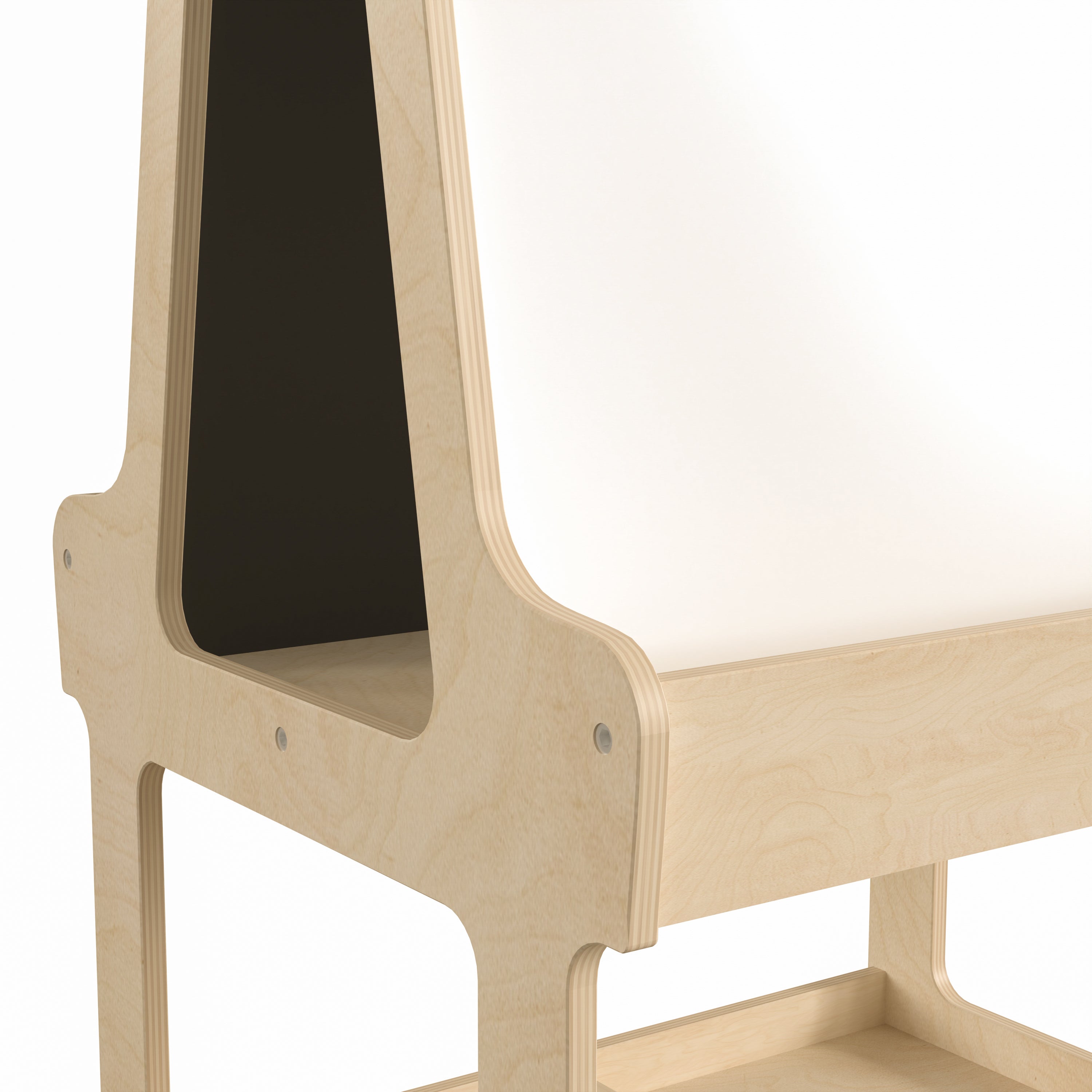 Bright Beginnings Commercial Wooden Mobile Dual Sided 2 Person Art Station with Locking Caster Wheels and Bottom Shelf Storage, Natural