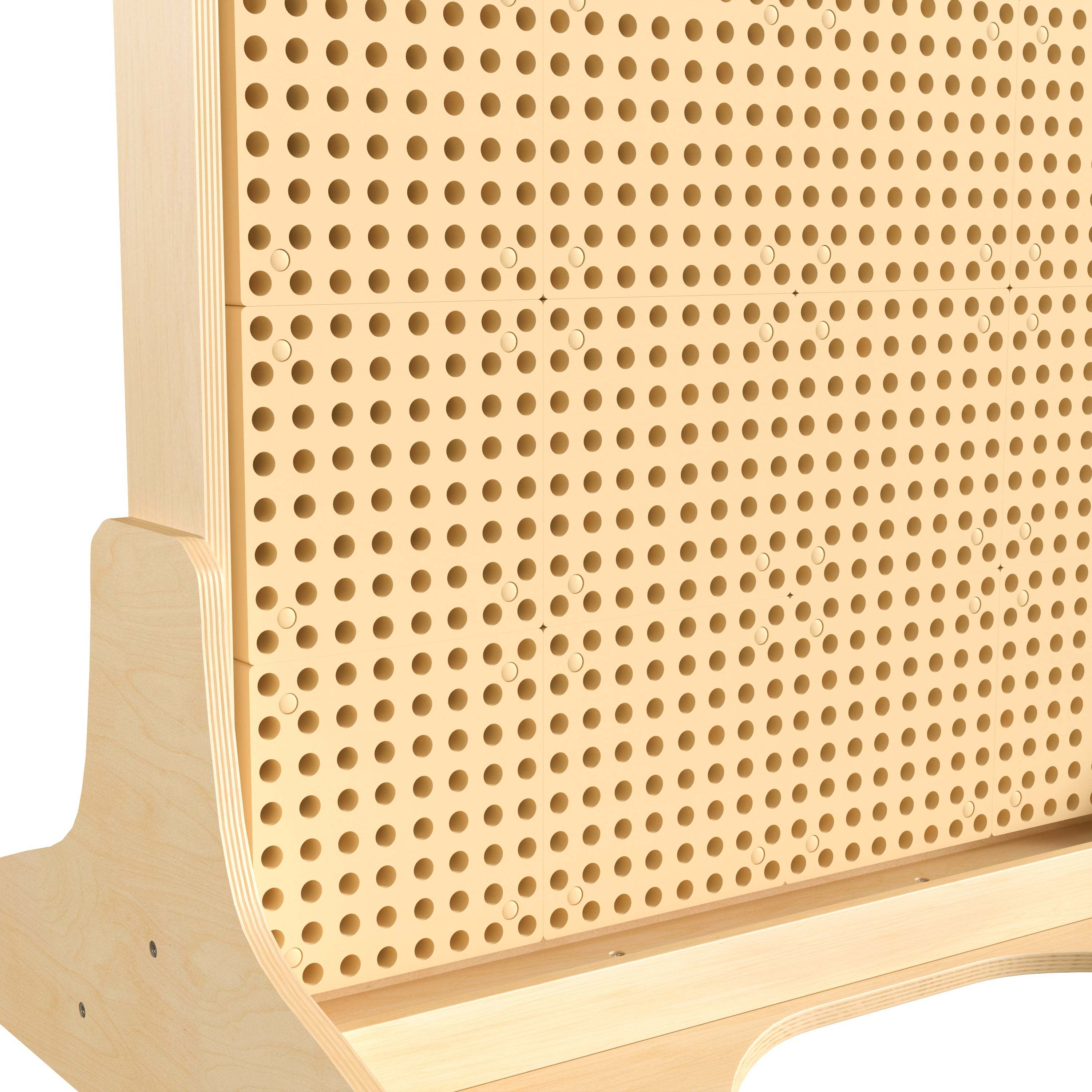 Bright Beginnings Commercial Grade Natural Finish Wooden Double Sided Freestanding STEAM Wall Base with Peg Panels