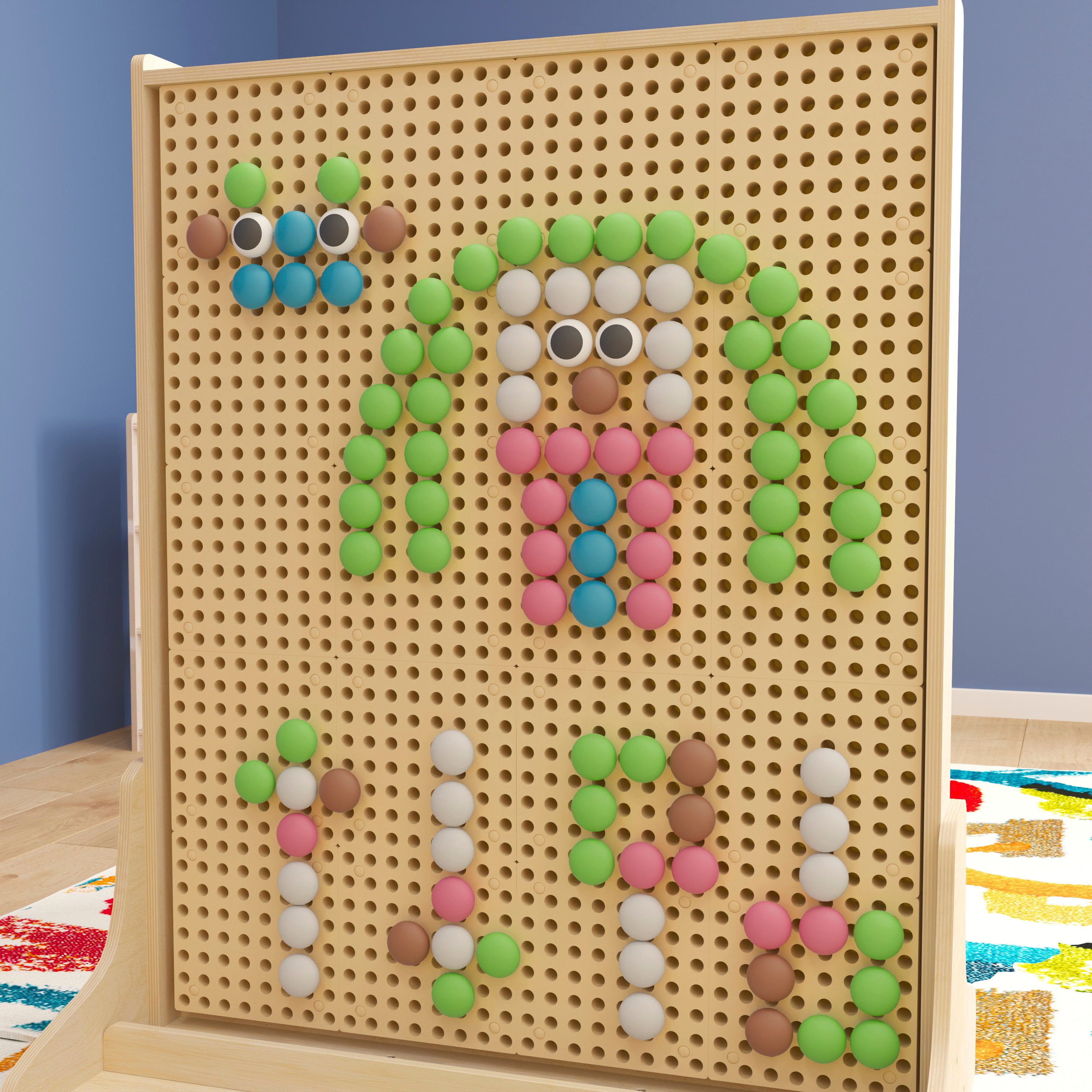 Bright Beginnings Commercial Grade 64 Piece Jumbo Peg Accessory Pack for Modular STEAM Walls (Not Included) - Pastel Multicolor