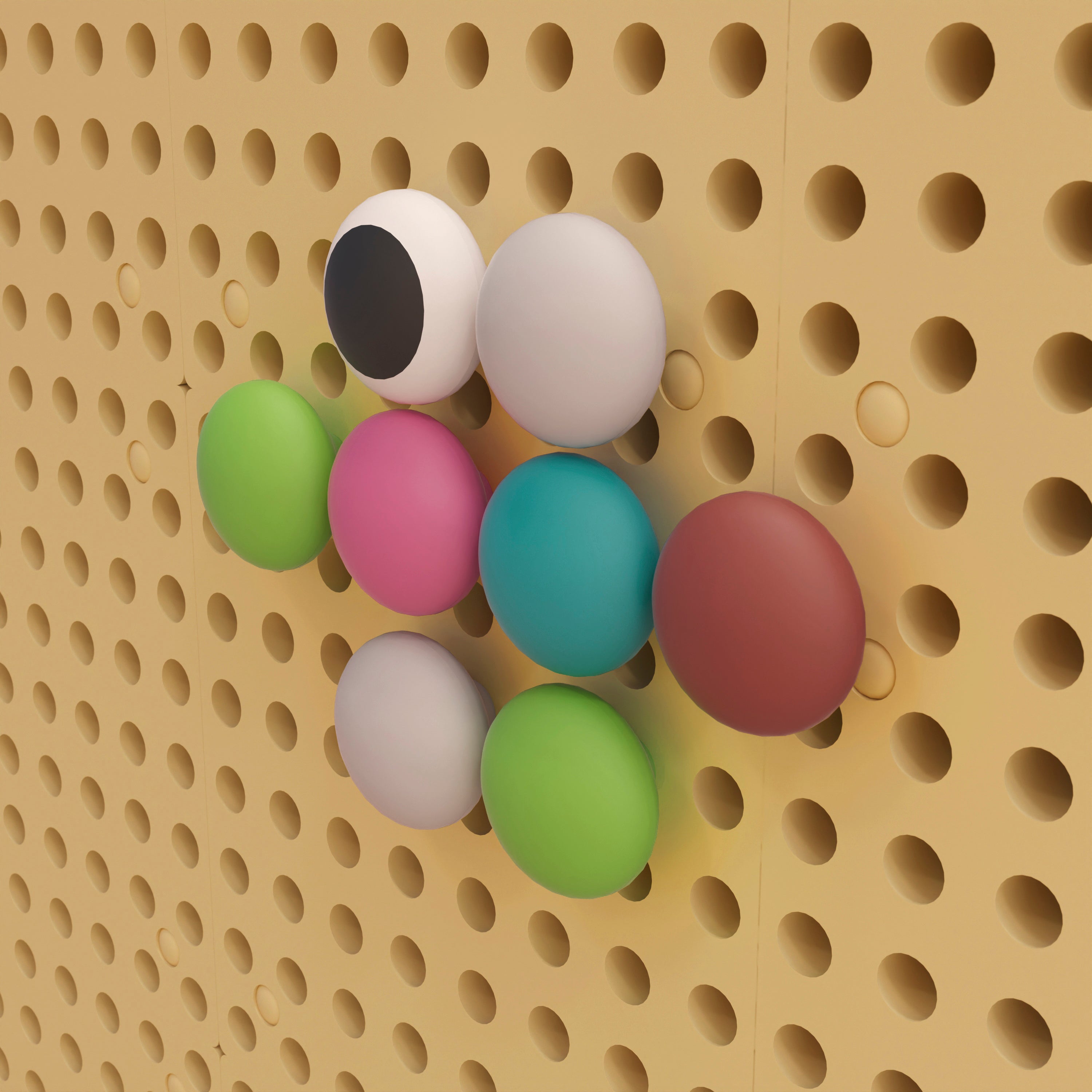 Bright Beginnings Commercial Grade 64 Piece Jumbo Peg Accessory Pack for Modular STEAM Walls (Not Included) - Pastel Multicolor