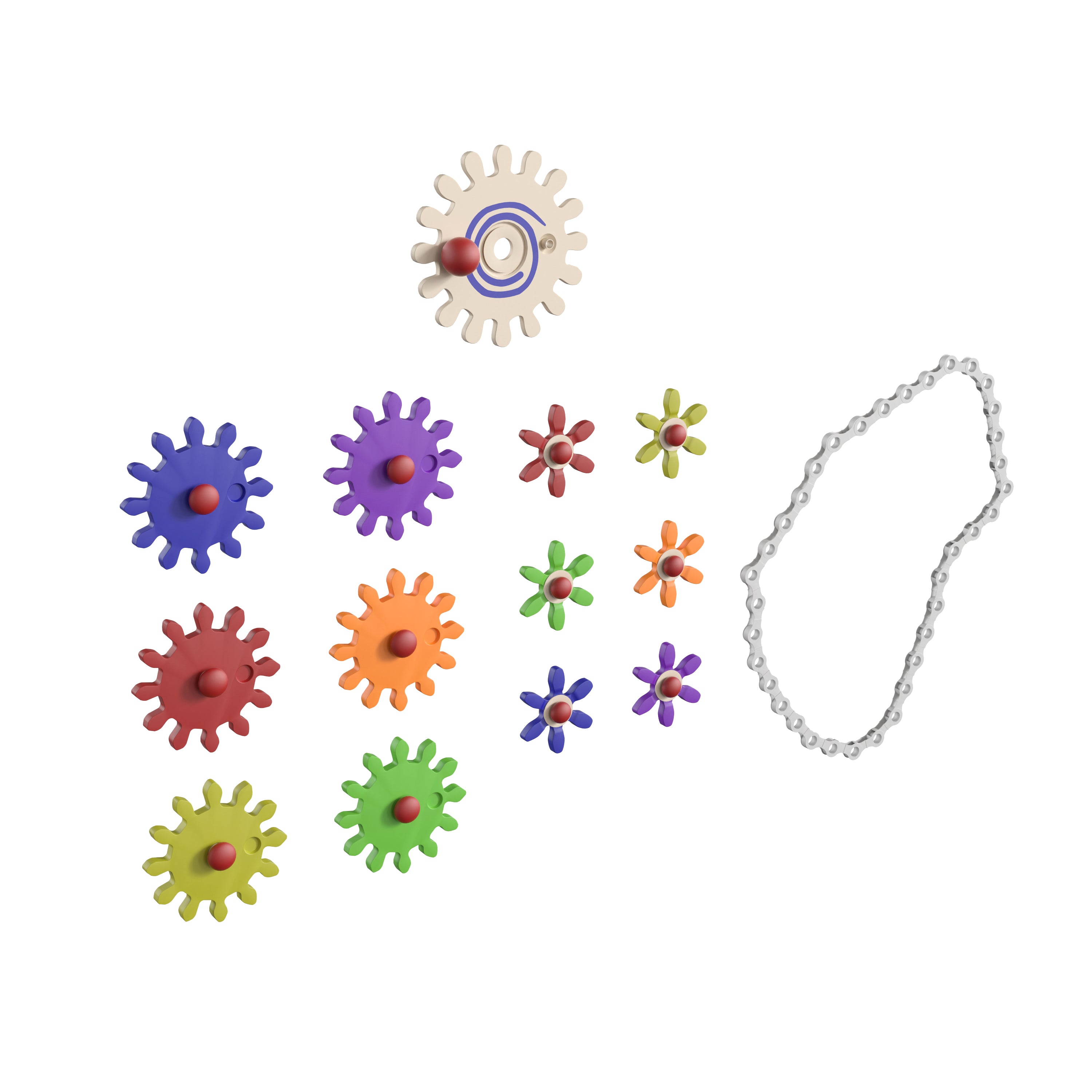 Bright Beginnings Commercial Grade 79 Piece Multicolor Chain and Gears Accessory Set for Modular STEAM Wall Systems (Not Included)