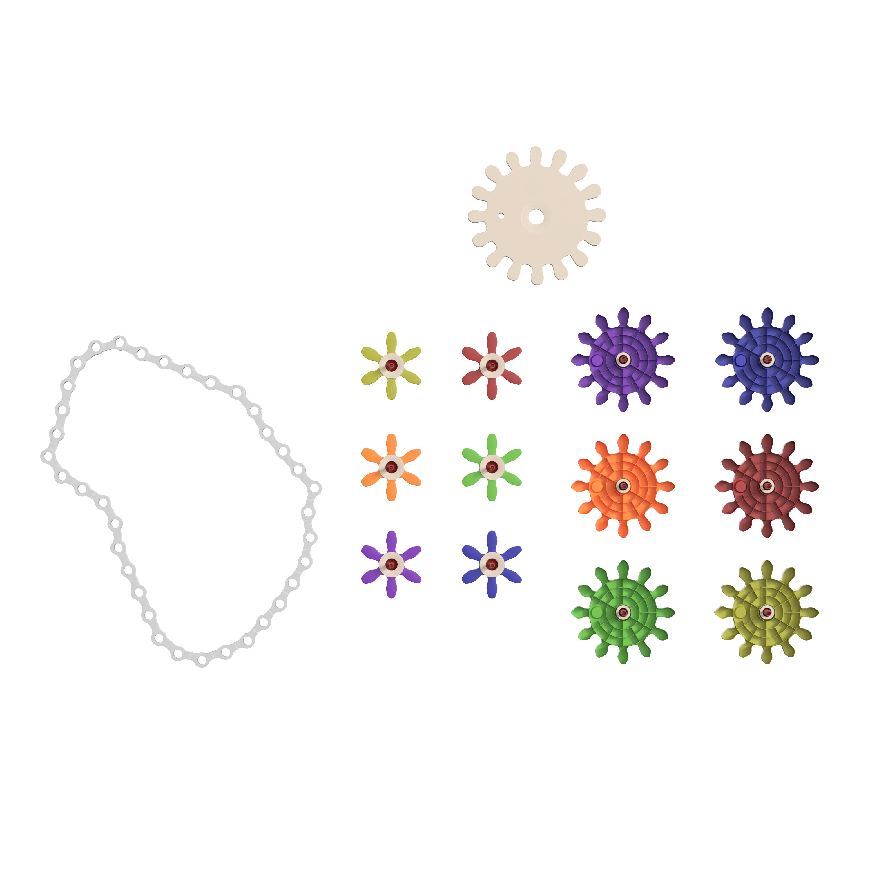 Bright Beginnings Commercial Grade 79 Piece Multicolor Chain and Gears Accessory Set for Modular STEAM Wall Systems (Not Included)