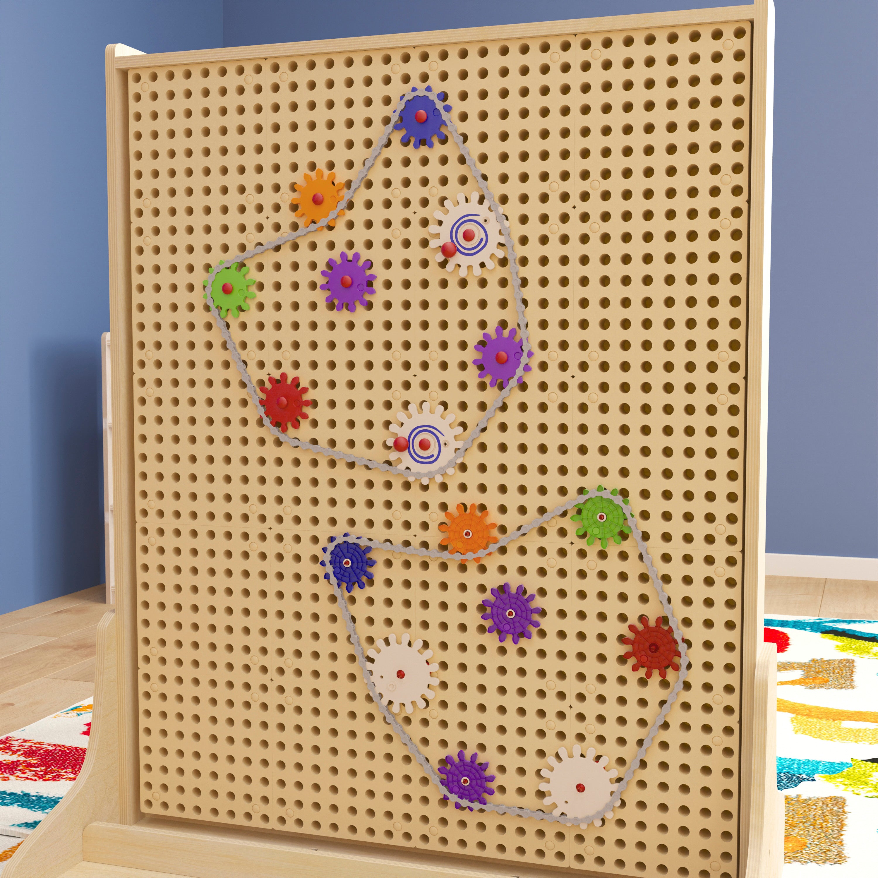 Bright Beginnings Commercial Grade 79 Piece Multicolor Chain and Gears Accessory Set for Modular STEAM Wall Systems (Not Included)