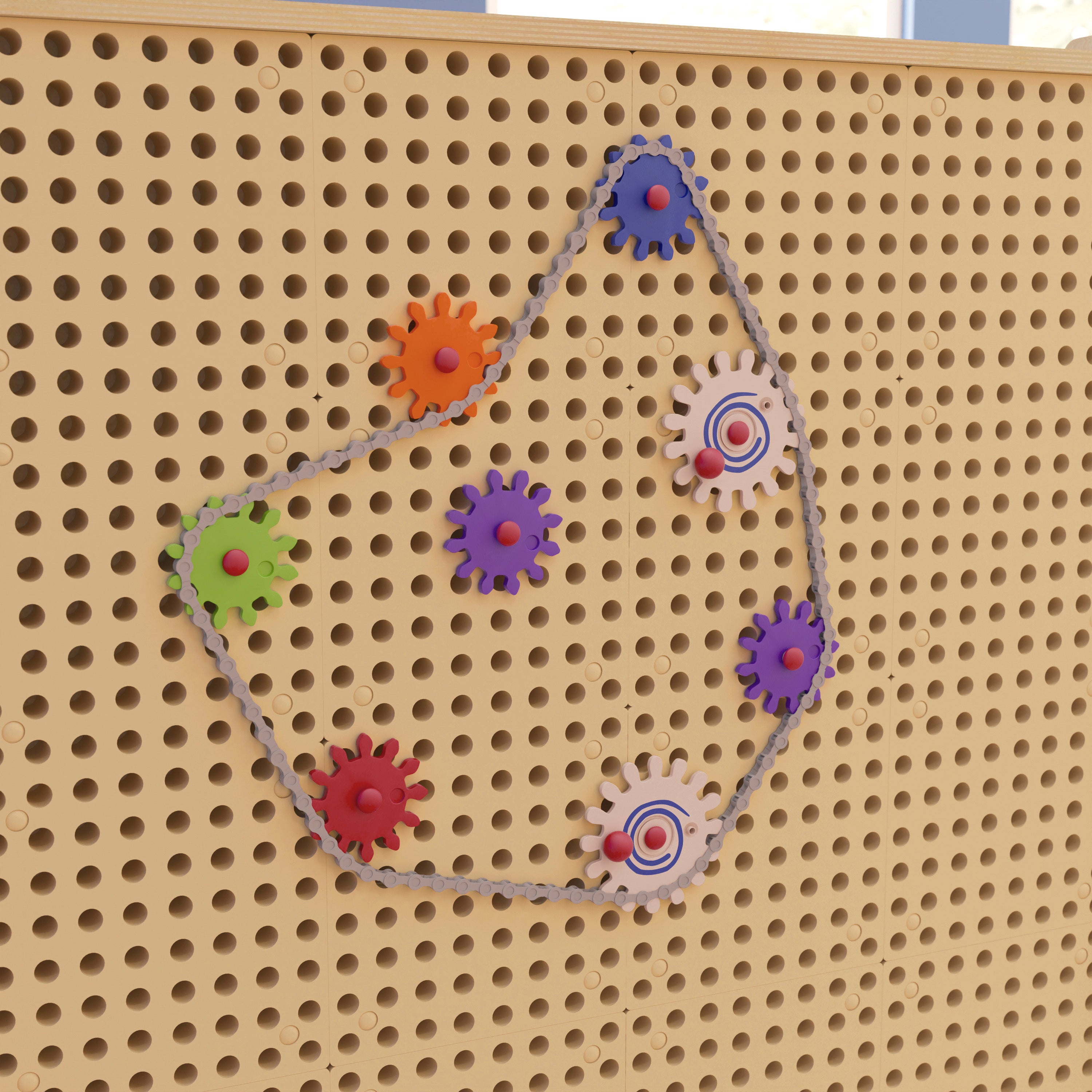 Bright Beginnings Commercial Grade 79 Piece Multicolor Chain and Gears Accessory Set for Modular STEAM Wall Systems (Not Included)