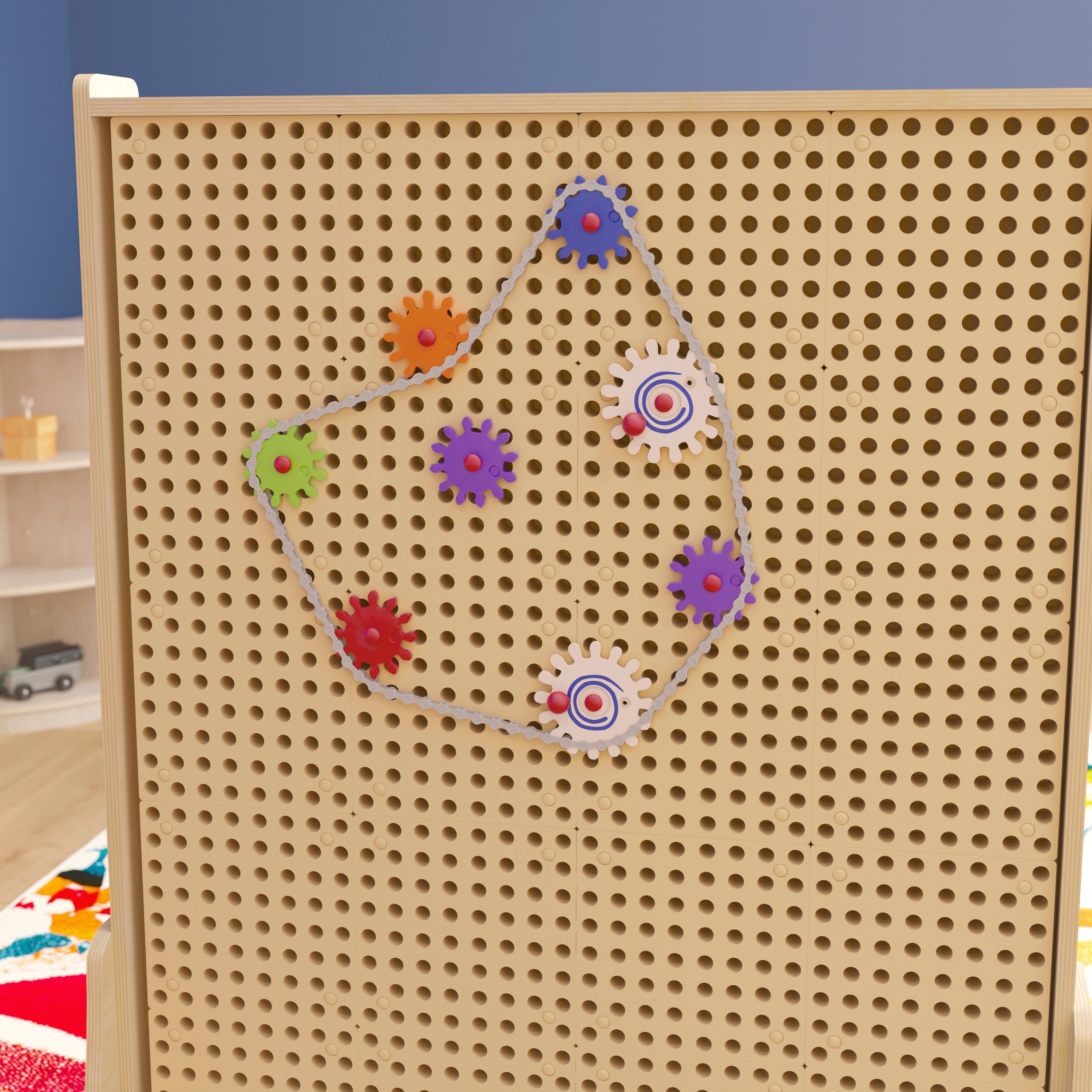 Bright Beginnings Commercial Grade 79 Piece Multicolor Chain and Gears Accessory Set for Modular STEAM Wall Systems (Not Included)