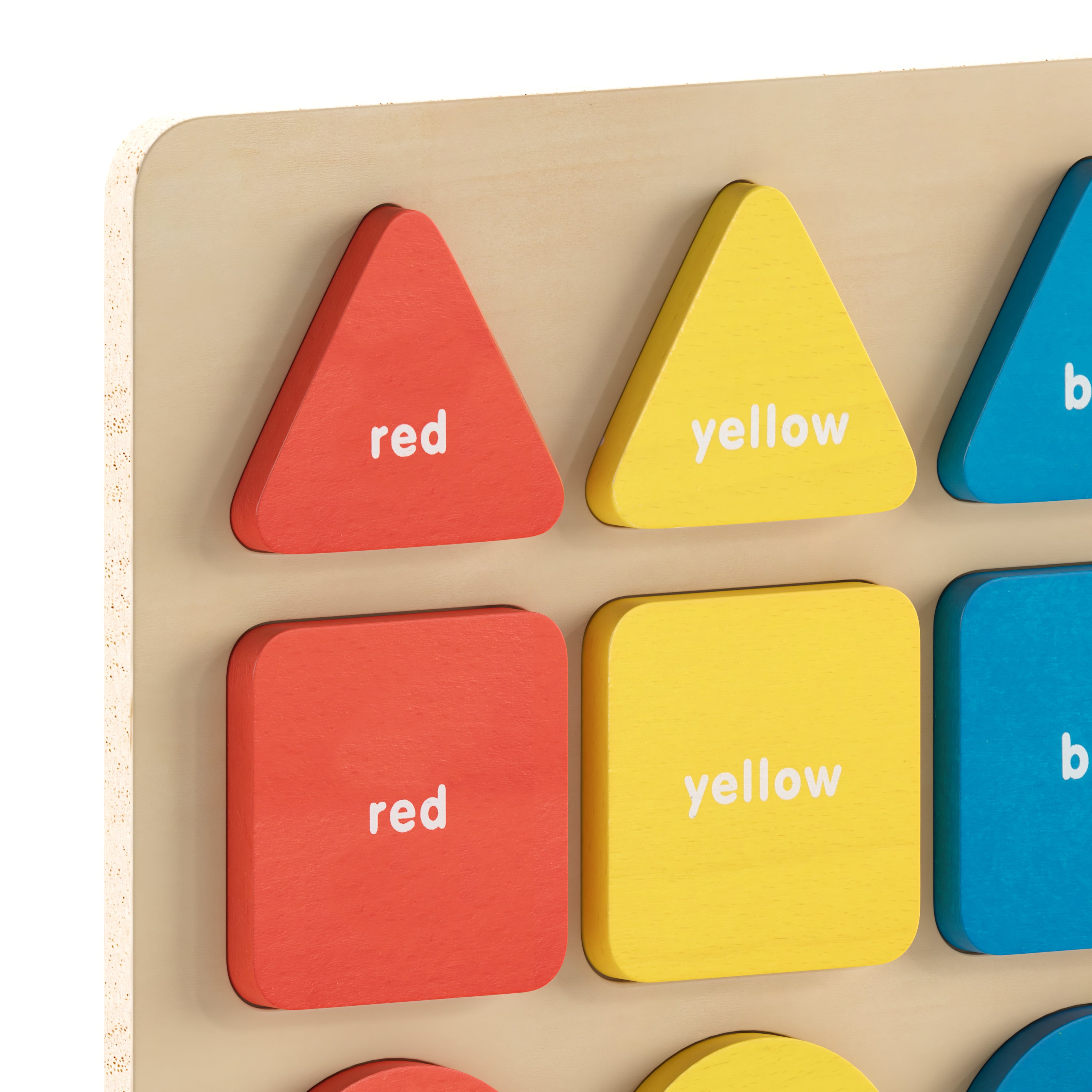 Bright Beginnings Commercial Grade Birch Plywood STEM Basic Shapes and Colors Puzzle Board, Natural/Multicolor