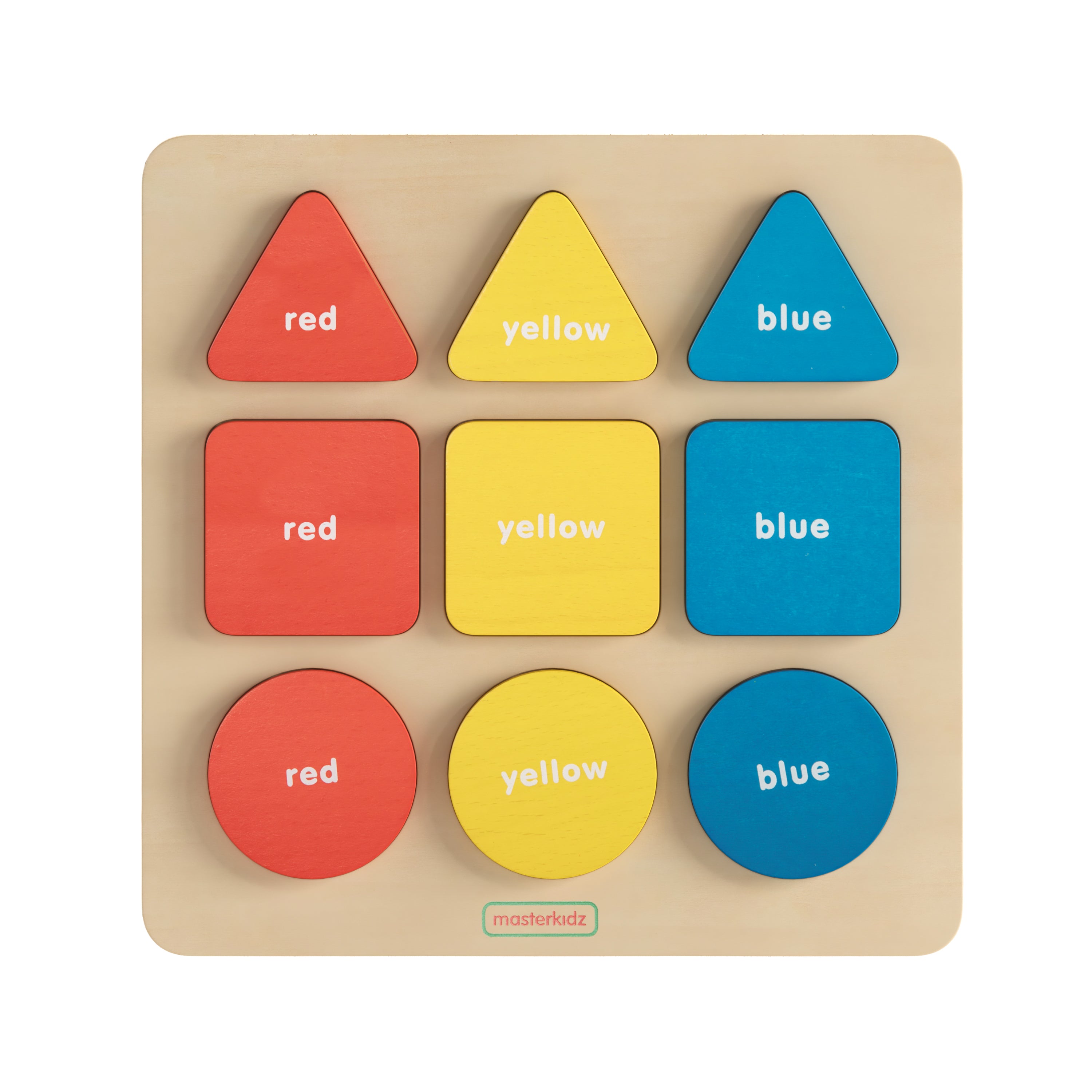 Bright Beginnings Commercial Grade Birch Plywood STEM Basic Shapes and Colors Puzzle Board, Natural/Multicolor