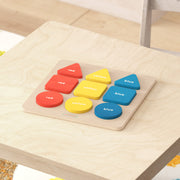 Bright Beginnings Commercial Grade Birch Plywood STEM Basic Shapes and Colors Puzzle Board, Natural/Multicolor