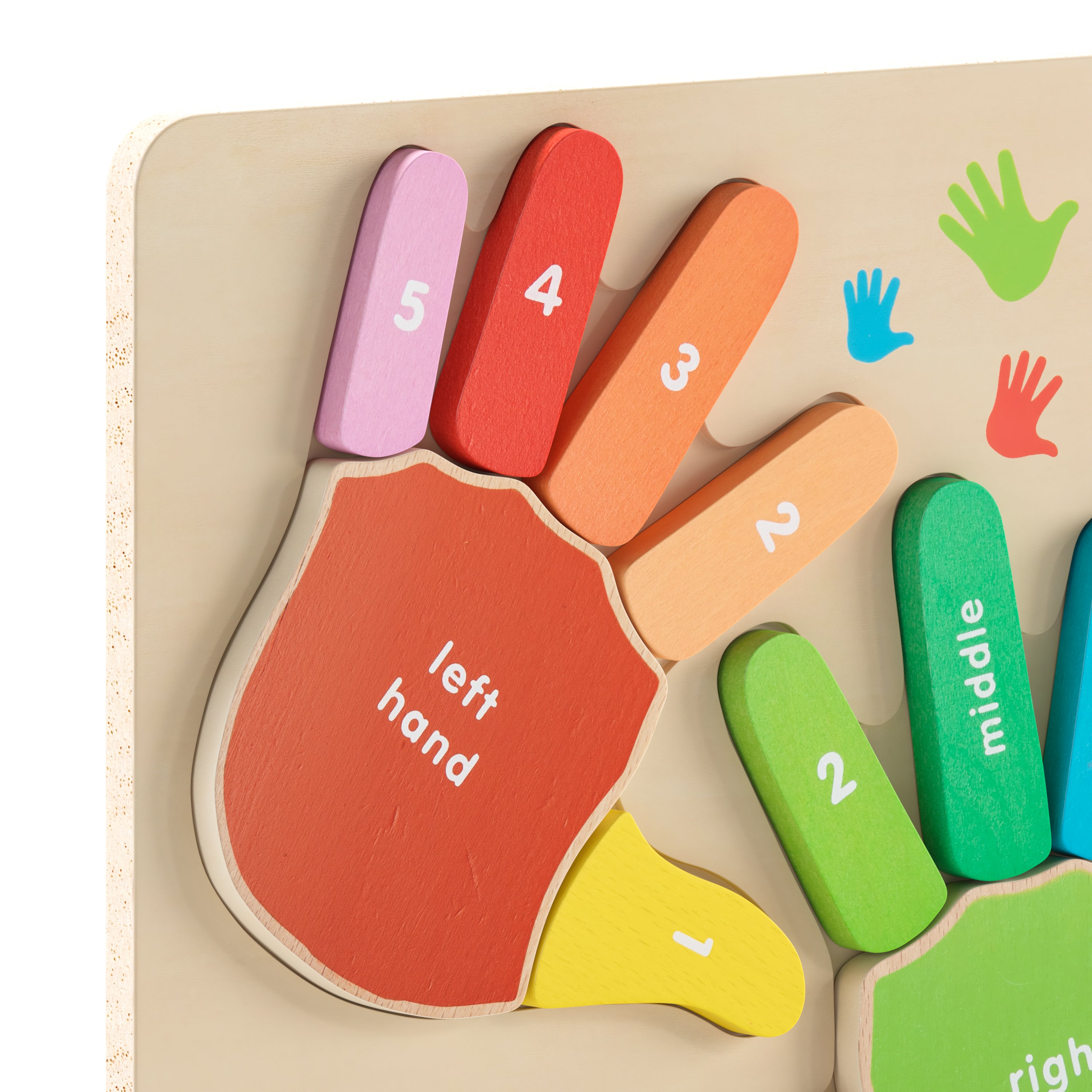 Bright Beginnings Commercial Grade Birch Plywood STEM Hand Counting Learning Puzzle Board, Natural, Multicolor