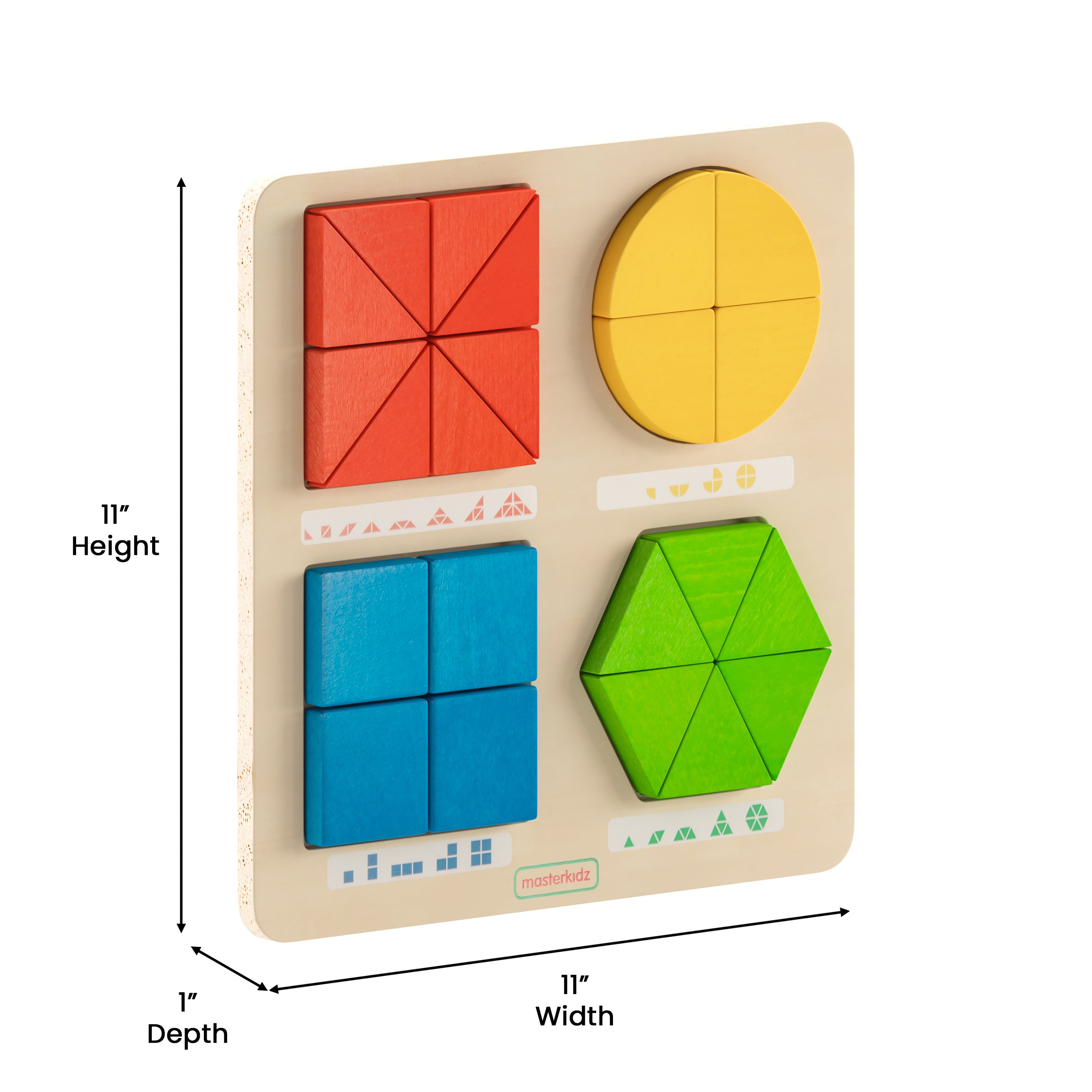 Bright Beginnings Commercial Grade Natural Birch Plywood STEM Geometric Shape Building Puzzle Board with Colorful Elements