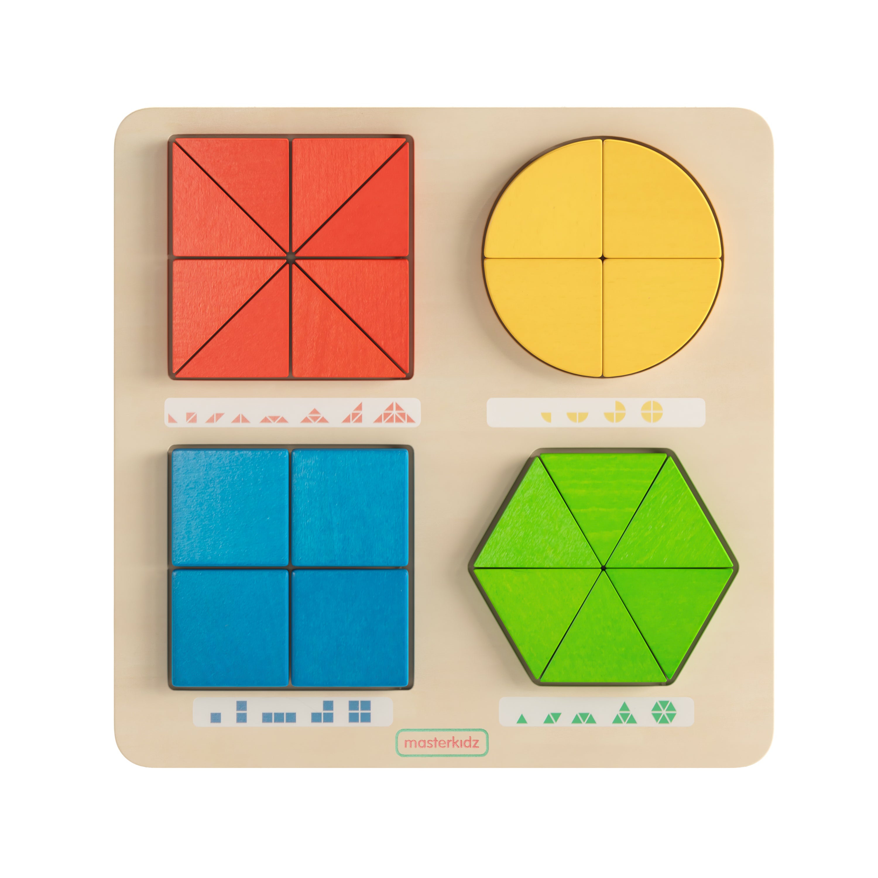 Bright Beginnings Commercial Grade Natural Birch Plywood STEM Geometric Shape Building Puzzle Board with Colorful Elements